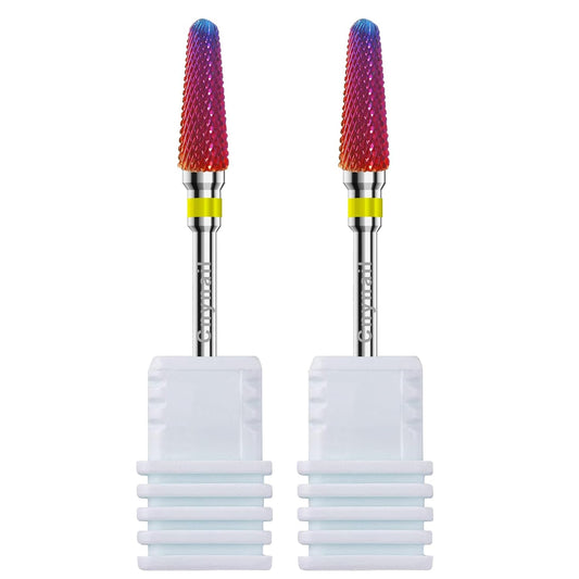 3/32" 2PCS Clean Cone Bits Extra Fine Grit Carbide Cuticle Cleaner Bit for Electric Nail Drills – Professional Manicure Tool for Nail Salons and Home Use (XF Grit. Purple)
