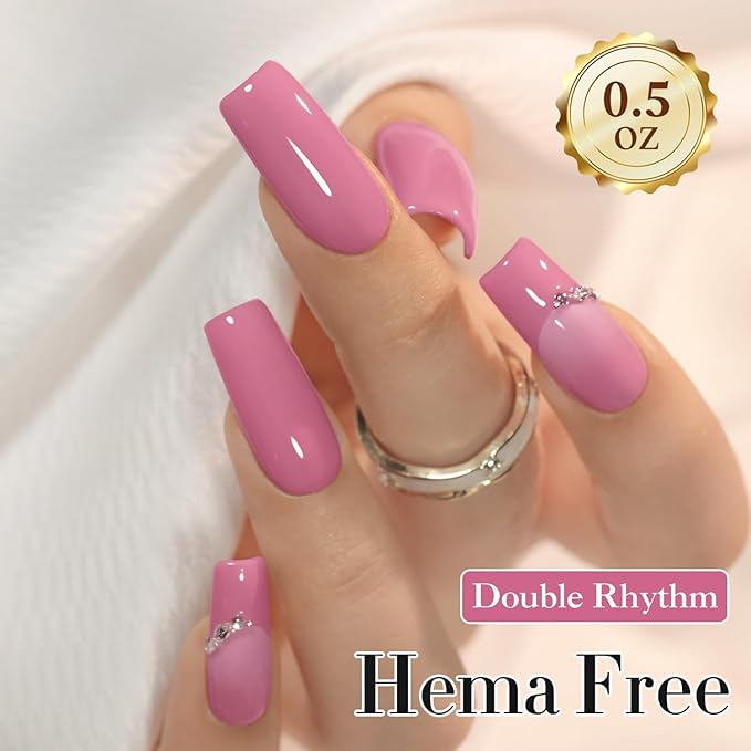 Double Rhythm 0.50 OZ Gel Polish Hema Free Same Color Same Bottle Golden Round Translucent Neutral Natural Milky 15 ML Jelly UV Polish Art DIY at Home (Milky Purple-C1469)