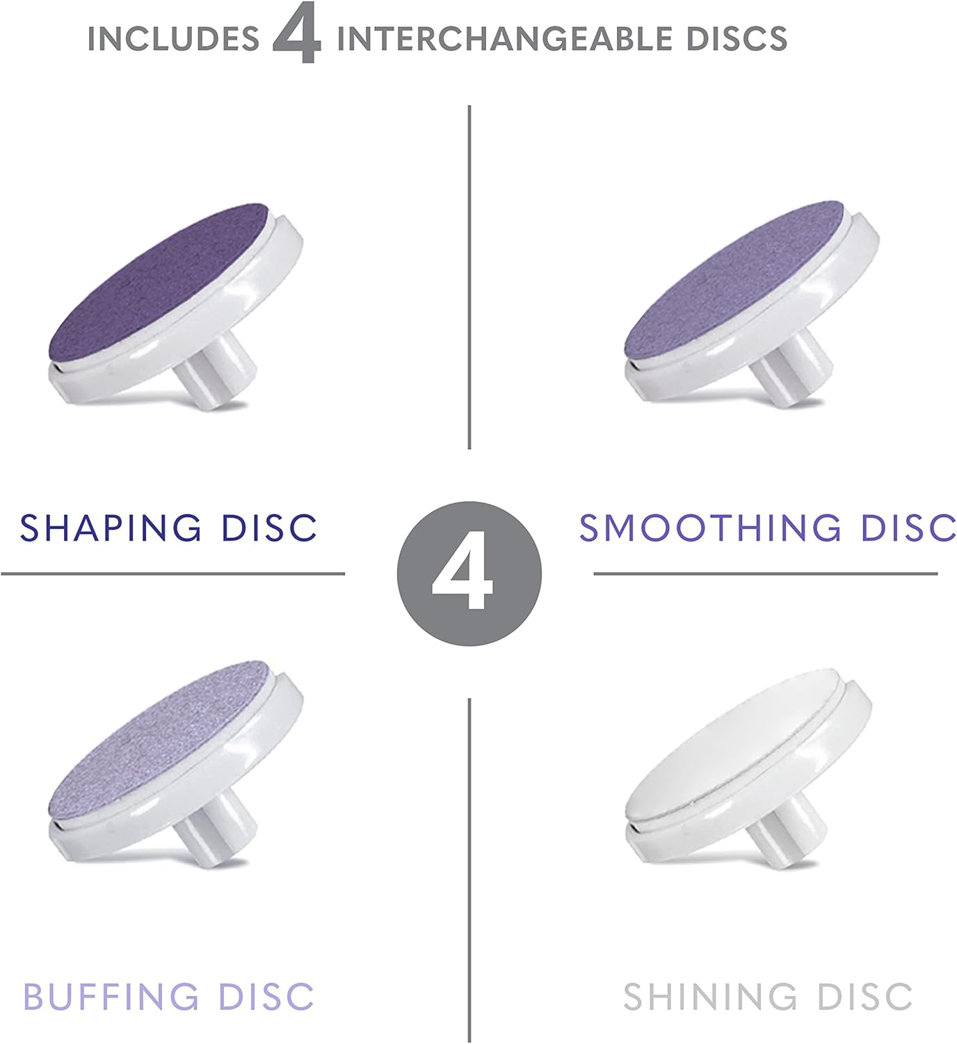 BELLASONIC 4-in-1 Rechargeable Electric Nail File Set with Travel Pouch – Unique Oscillating Head – Shape, Smooth, Buff & Shine Nails – Remove Cuticles & Calluses (Purple/Purple Metallic)