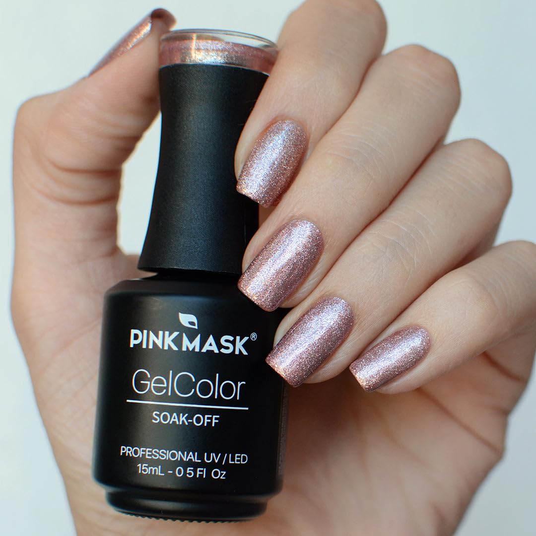 PINK MASK Gel Color Nail Polish Brut Rosé 15ml / o.5 oz - UV/LED Gel Polish, Non Wipe, Long Lasting, Soak Off Formula