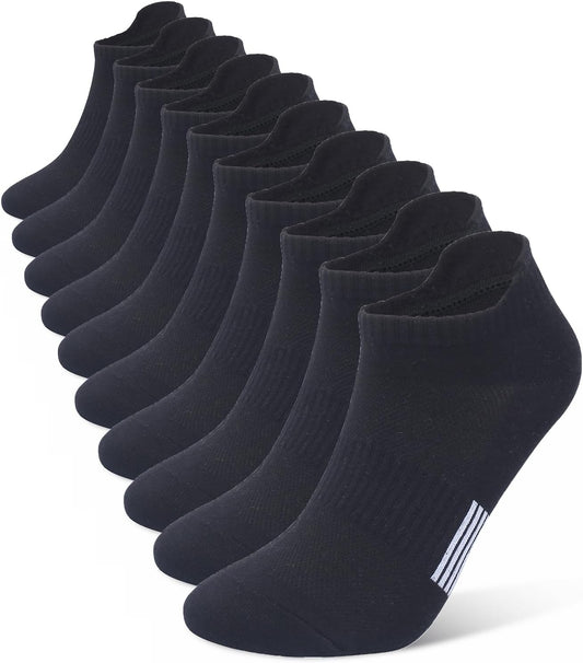 Henwarry Women's 10 Pairs Athletic Running Low Cut Socks Thin Cotton Soft Ankle Tab Socks