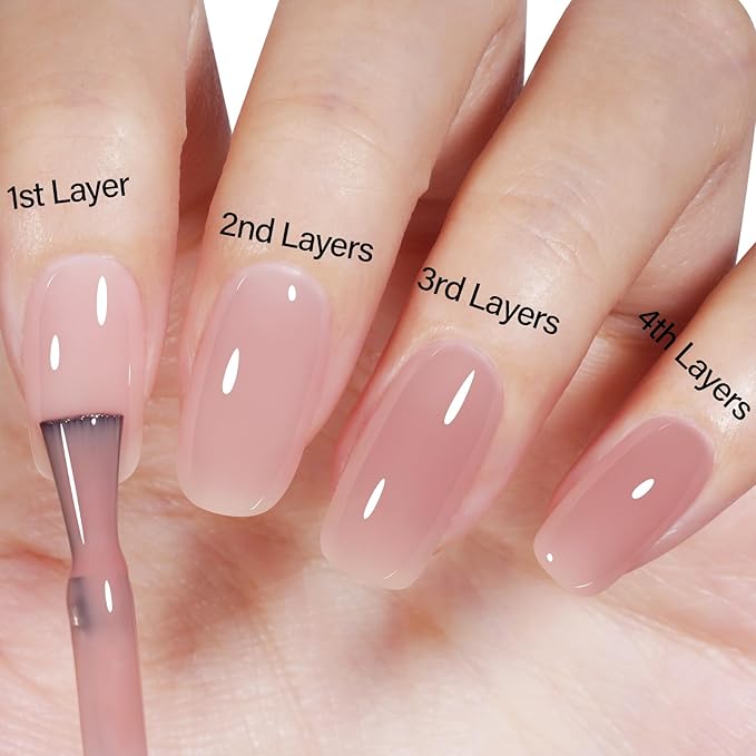 AILLSA Greyish pink Nude Gel Nail Polish, 15ml UV Light Cure Translucent Soak Off - Ideal for Nail Art DIY Home Manicure