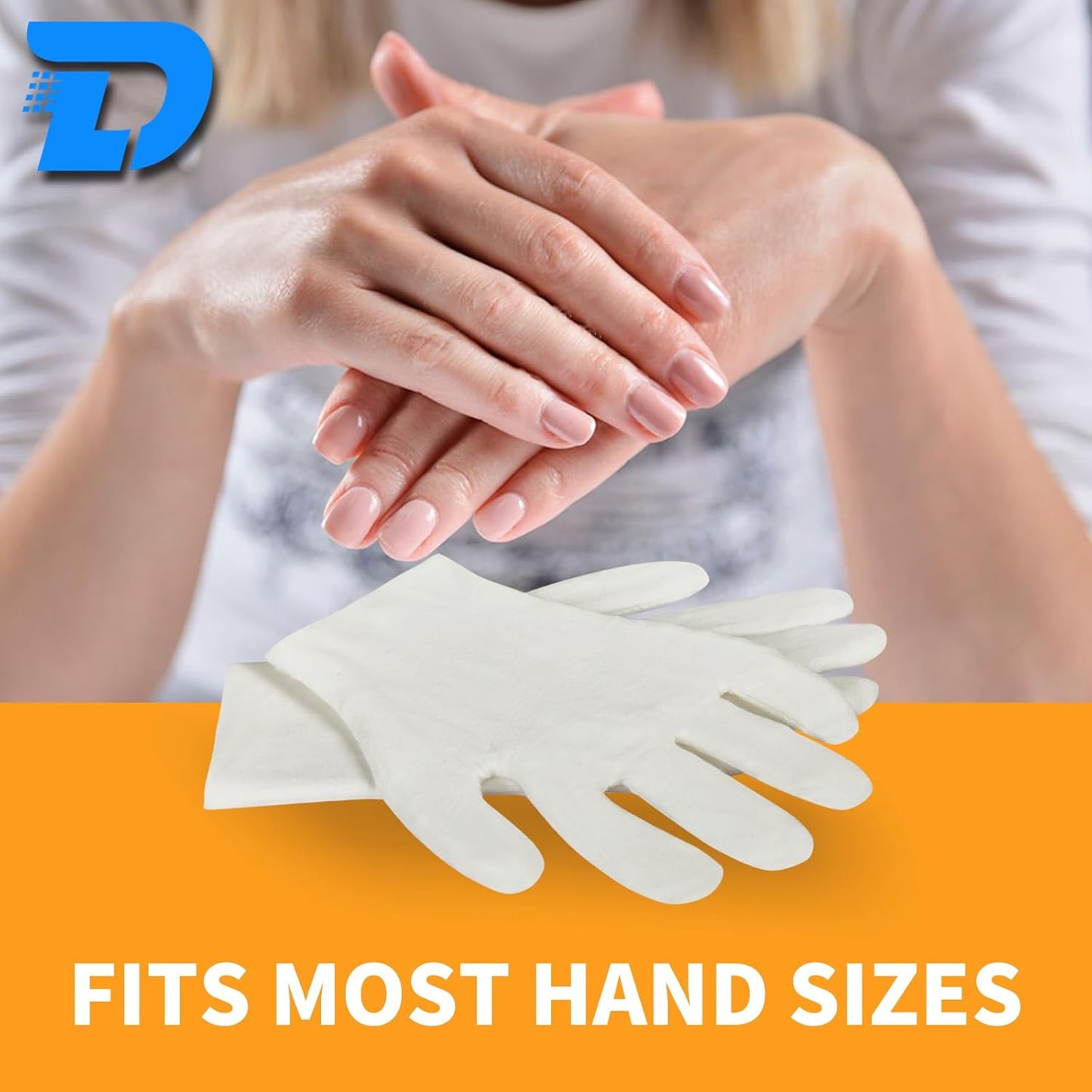 White Cotton Gloves for Dry Hands, Moisturizing Eczema Relief, Breathable Thin Glove Liners for Women & Men, Stretchable Cloth Gloves for Serving, Inspection, SPA