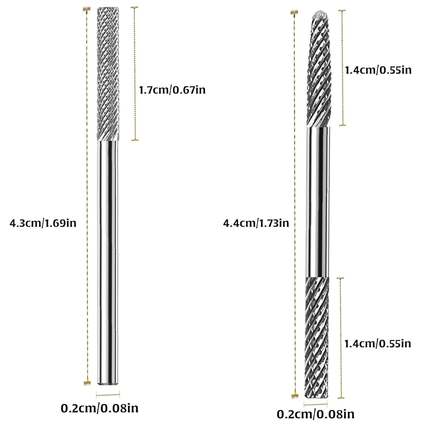 2Pcs 3XF Cuticle Nail Drill Bit, Cuticle Bit for Nail Drill Double Heads Cuticle Drill Bits Nails Diamond-Shaped Nail Bits Drill, Cuticle Drill Bit Clean Dead Nail for Manicure Home Salon Supplies