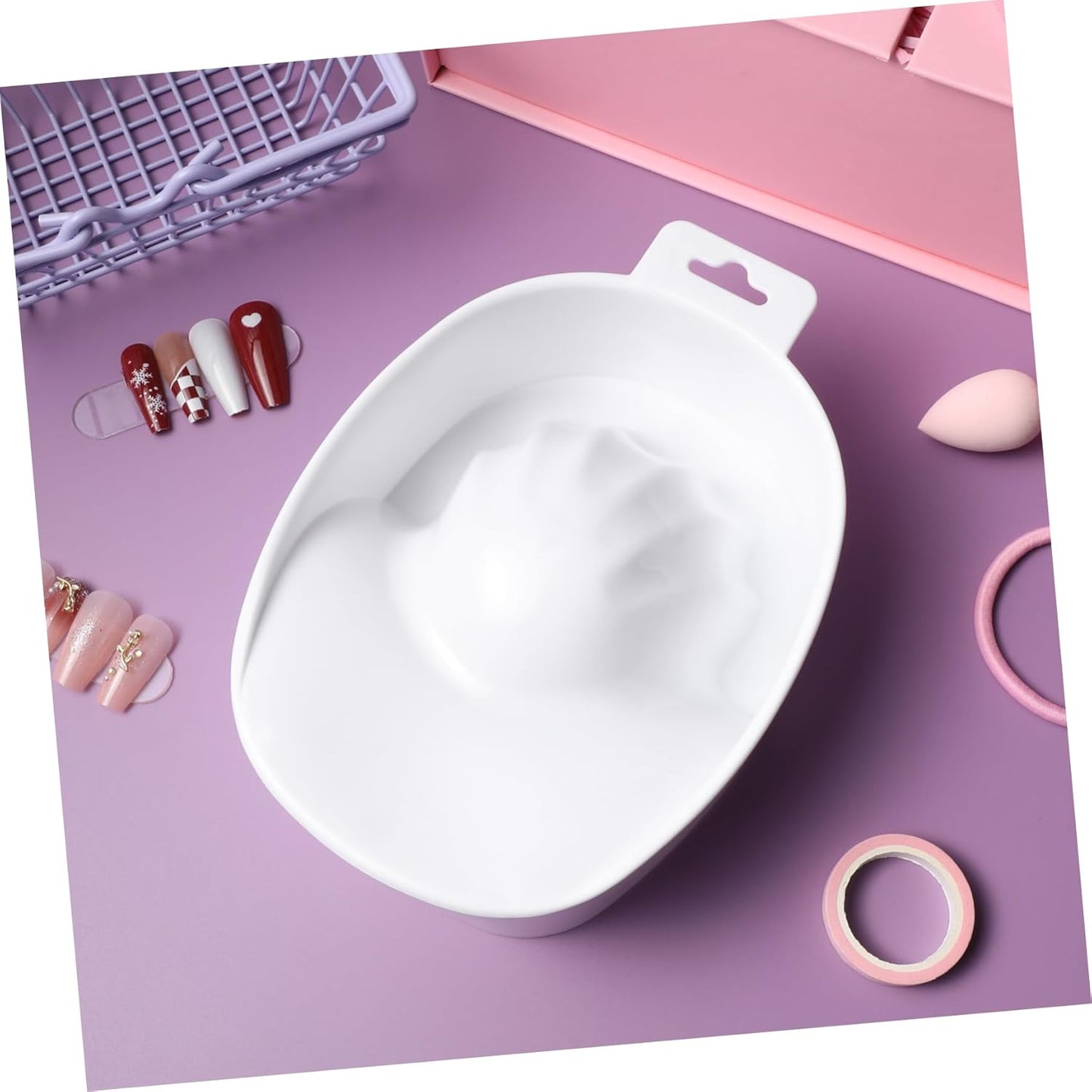 Mikinona Rectangular Soaking Bowl Nail Removal Tool White Nail Art Bowl Manicure Care