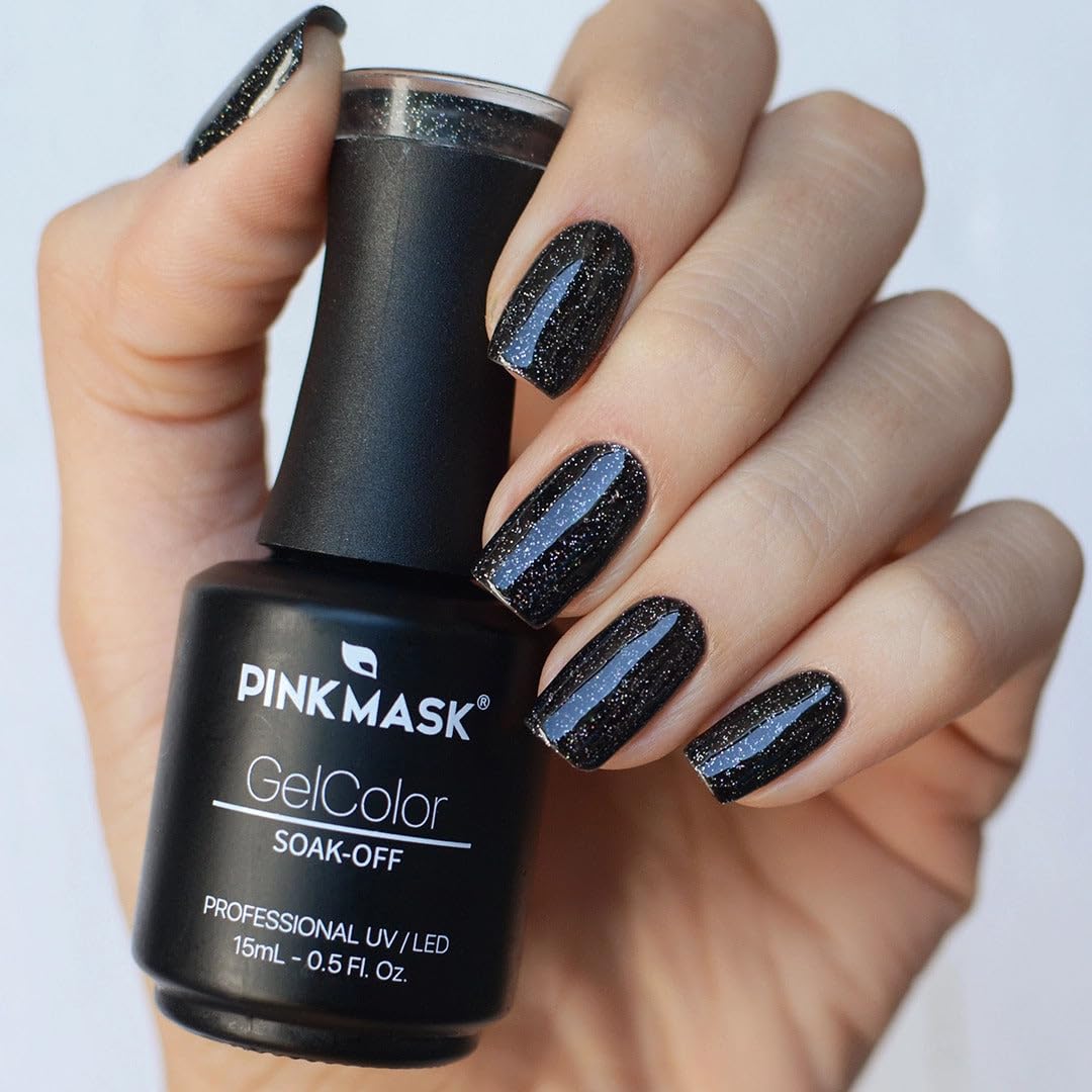 PINK MASK Gel Color Nail Polish Into the Sadows15ml / o.5 oz - UV/LED Gel Polish, Non Wipe, Long Lasting, Soak Off Formula