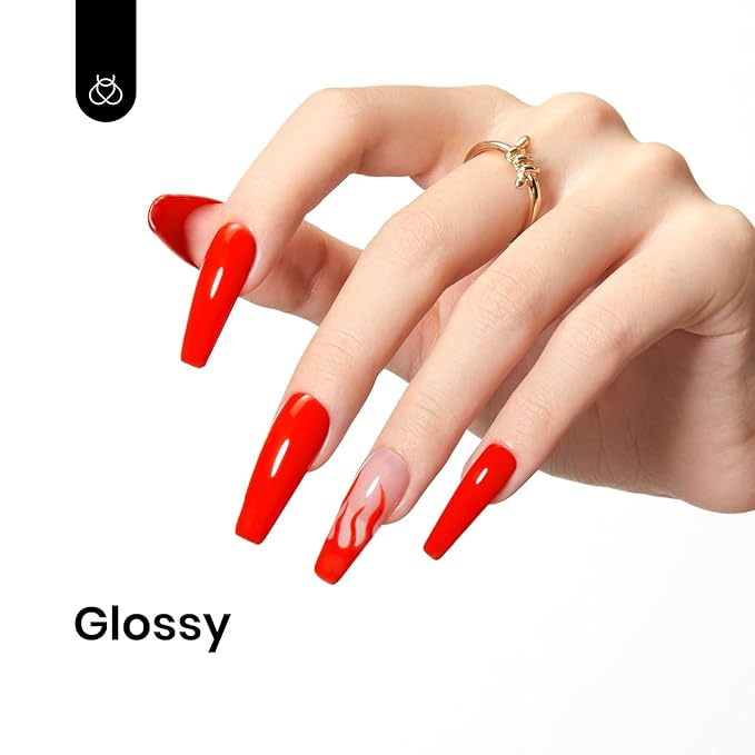 Beetles Bright Red Gel Polish, 15ml Orange Red Christmas Gel Nail Polish Soak Off LED UV Manicure Art Design Salon at Home DIY Gift for Women
