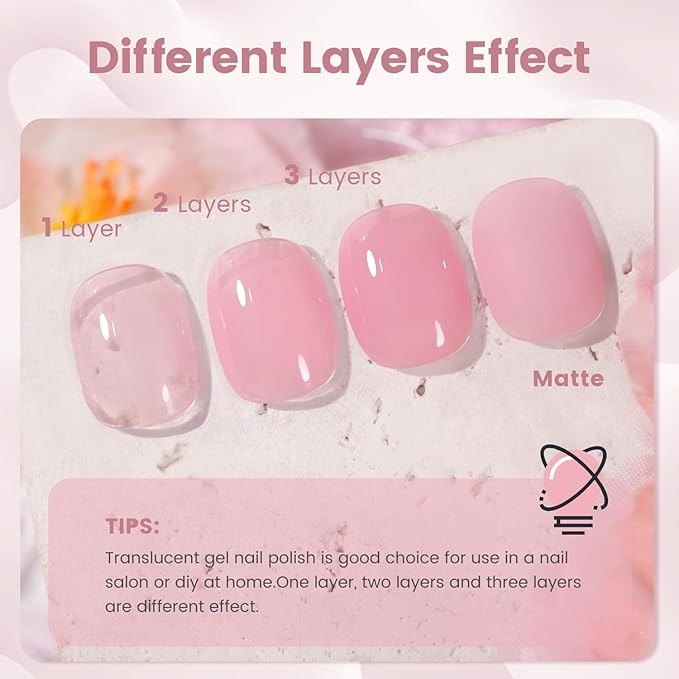 RARJSM Nude Jelly Gel Nail Polish Cotton Candy Pink Neutral Skin Tone Sheer Gel Polish 1PC 15ml Single Bottle Cream Transparent Pink Nail Gel Polish Soak off UV LED Cured for Home Salon DIY Manicure