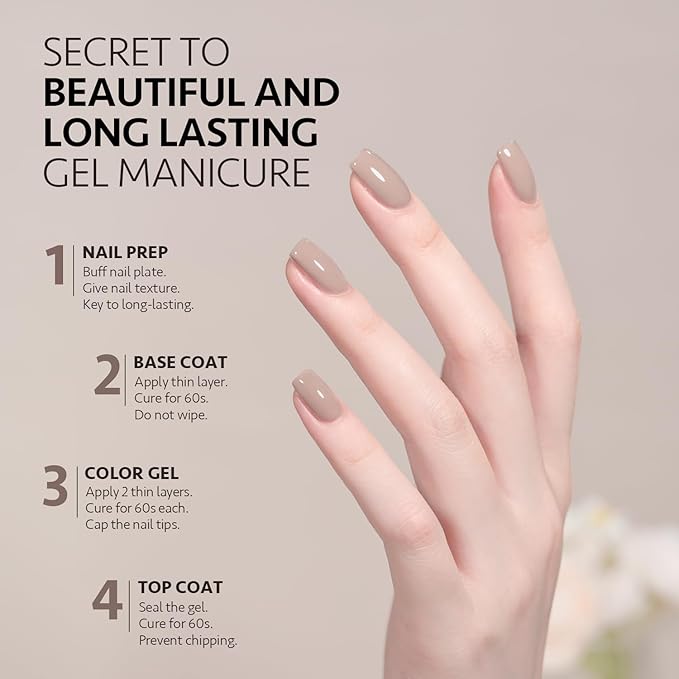GAOY Brown Gel Nail Polish, 16ml Soak Off Gel Polish, UV Light Cure for Nail Art DIY Manicure at Home, 2072 French Mocha