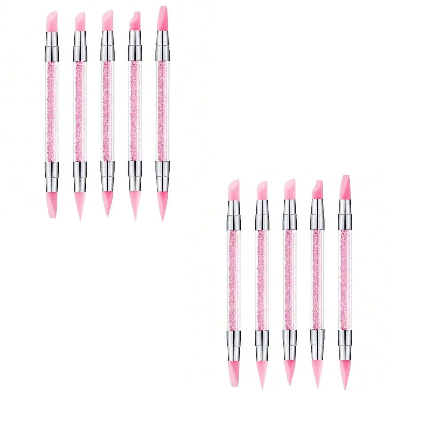 5pcs Nail Sculpture Pen Dual Tipped Nail Art Sculpture Pen, Nail Art Tools for Home Salon for Design Nail Carving Drawing Shaping Effect DIY Gel Manicure Tools (2KIT-PINK)