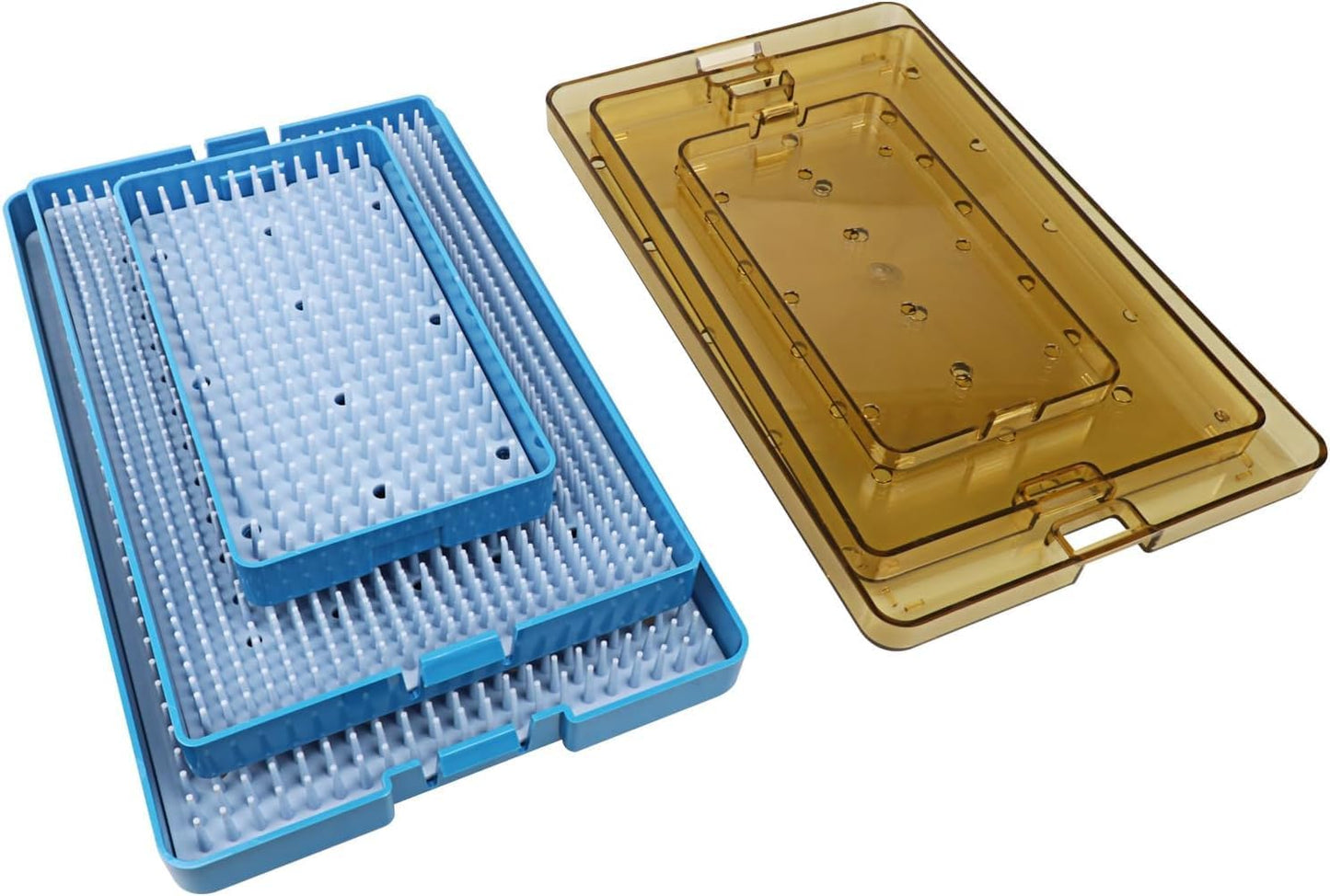 Dental Plastic Sterilization Tray Box Instrument Autoclavebale Detachable Stand Box Holder with Silicone Mat (Small)