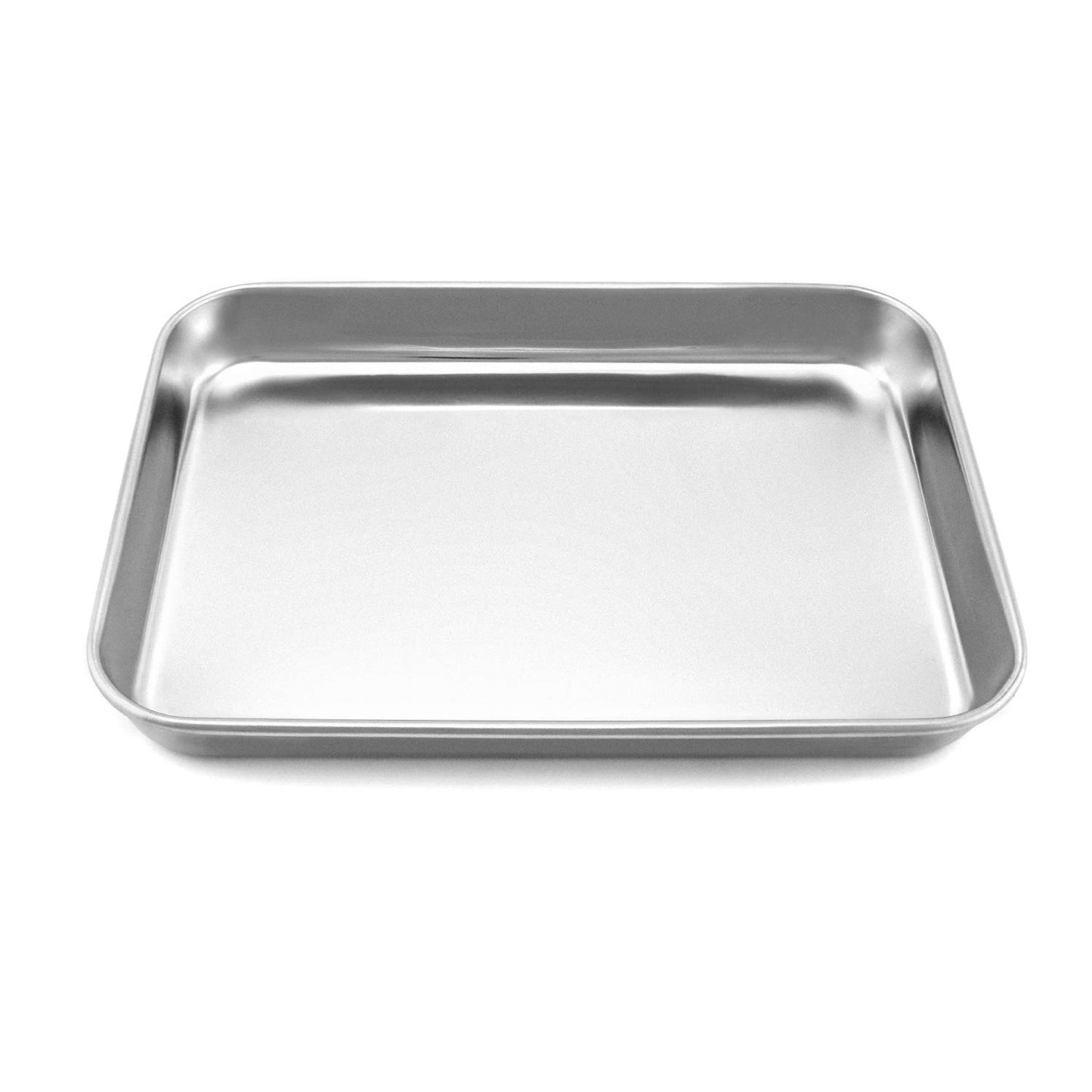 QWORK 2 Pack Stainless Steel Surgical Tray, for Medical Instruments, Tattoo, Surgical Supplies, 10 5/8" x 6 11/16" x 1 5/16", Flat Bottom Tray
