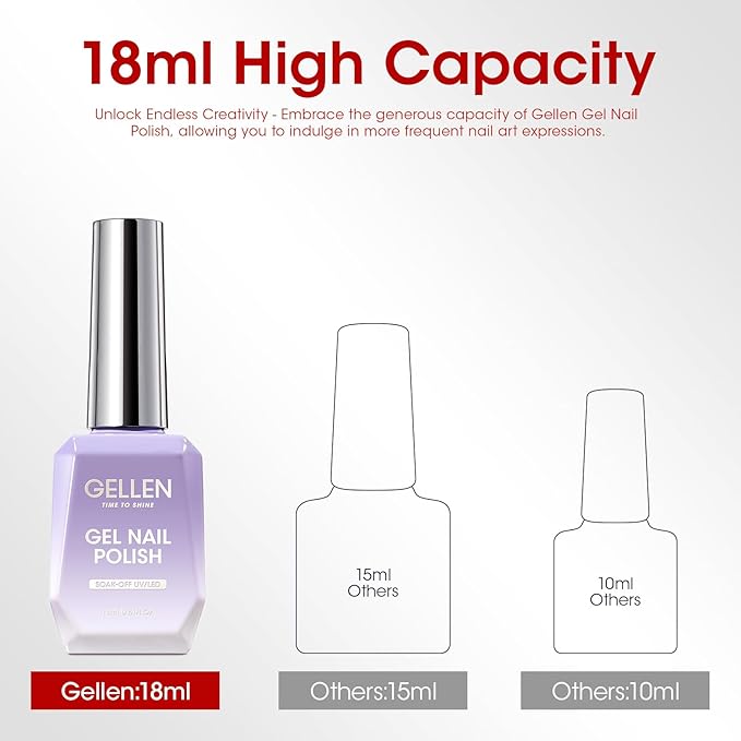 GELLEN Red Gel Nail Polish, 18ml Shimmer Red Gel Polish Gel Soak off LED Nail Art Professional Manicure Gel Polish Colors Home Salon DIY Valentines Gifts for Her