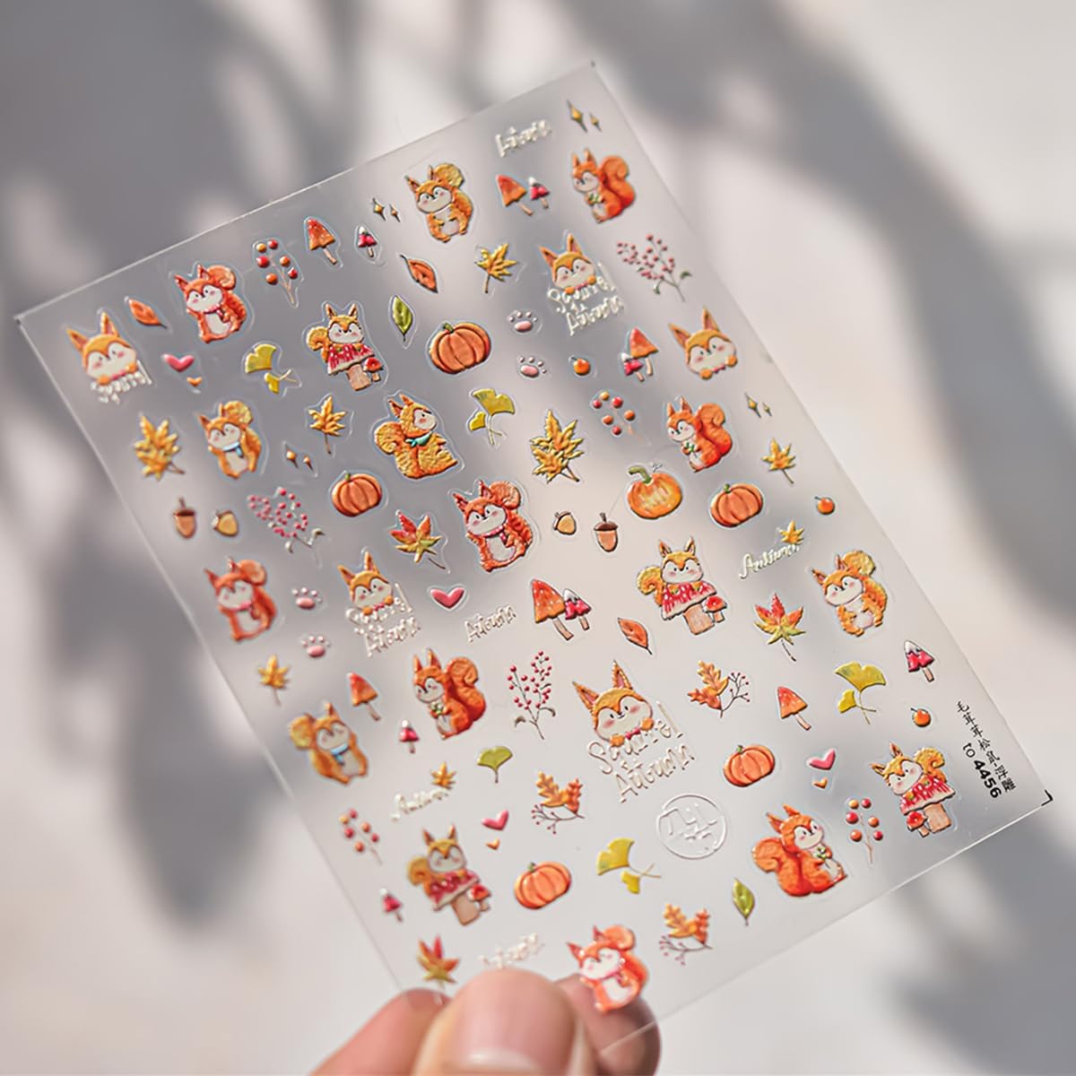 Fall Nail Stickers 5D Embossed Maple Leaf Pumpkin Squirrel Nail Decals Fall Leaves Nails Design Thanksgiving Day Nail Art Stickers Self-Adhesive Maple Leaves Sticker for Women DIY Manicure Decor 1Pcs
