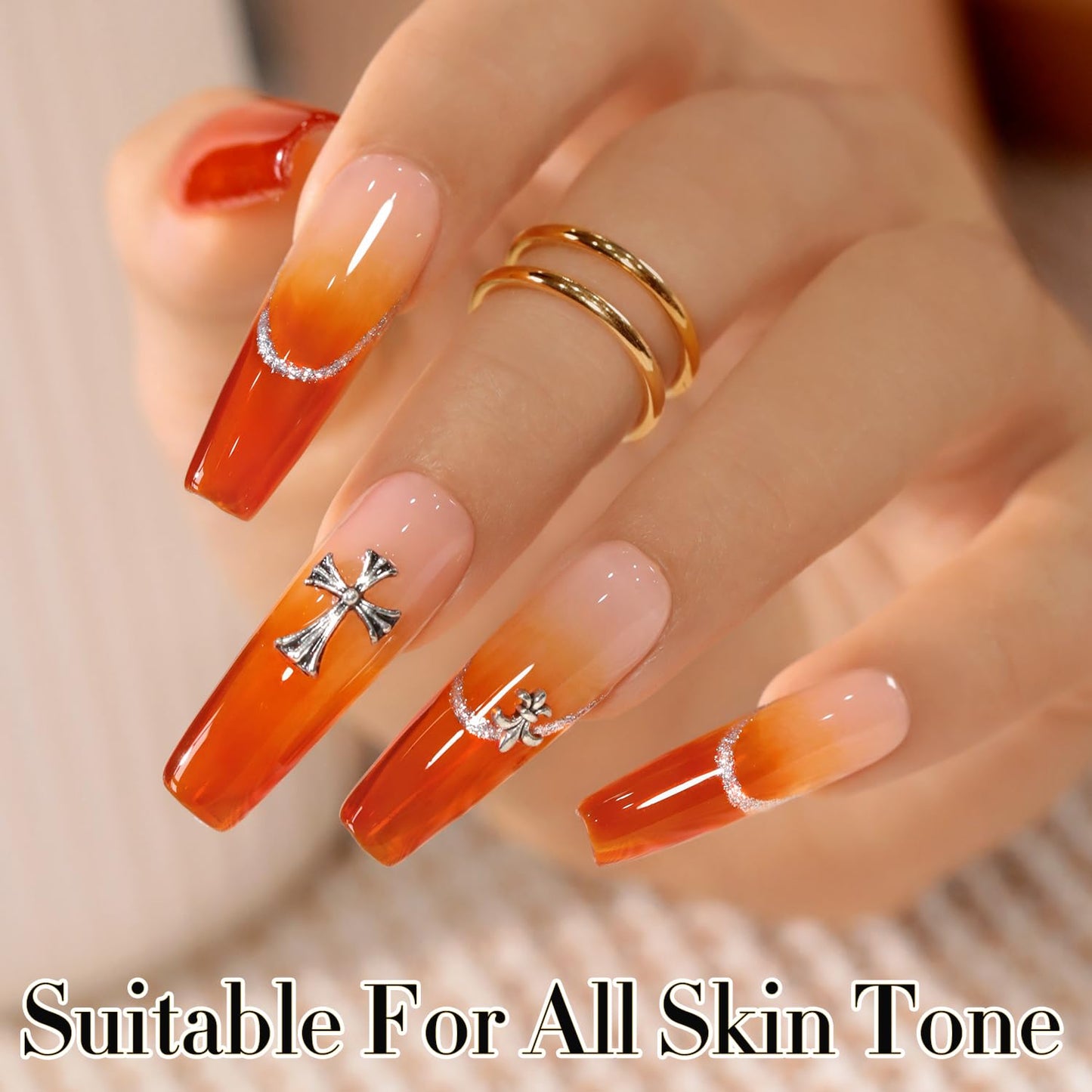 Double Rhythm 0.5 Oz Jelly Gel Polish Same Color Same Bottle Sheer Neutral Natural Light Milky Pastel 15ML Translucent Polish Art DIY at Home (Orange-A1635)