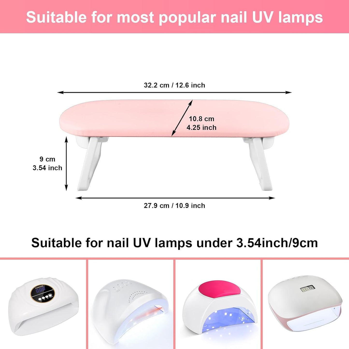 Diesisa Nail Arm Rest, Foldable PU Leather Nail Arm Rest for Nails with Soft Table Mat, Soft Hand Rest for Acrylic Nails/Nail Hand Rest for Manicure Salon Use-Pink