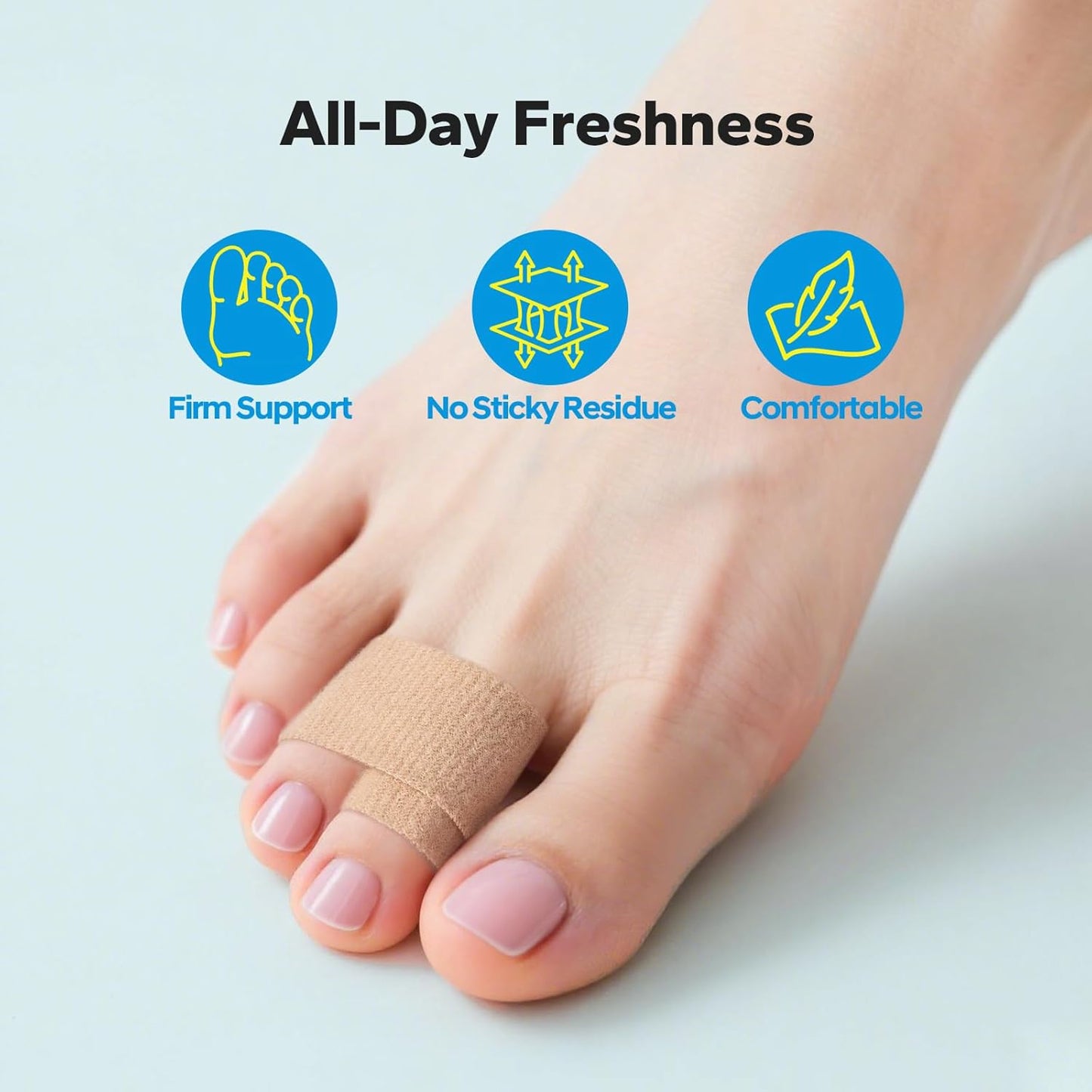 Komoko Hammer Toe Corrector for Women (8 Pack, Small, Beige), Hammer Toe Straighteners for Curled Toes, Soft Nylon Hammer Toes Corrector for Men, Adjustable & Reusable Toe Wraps for Daily Use