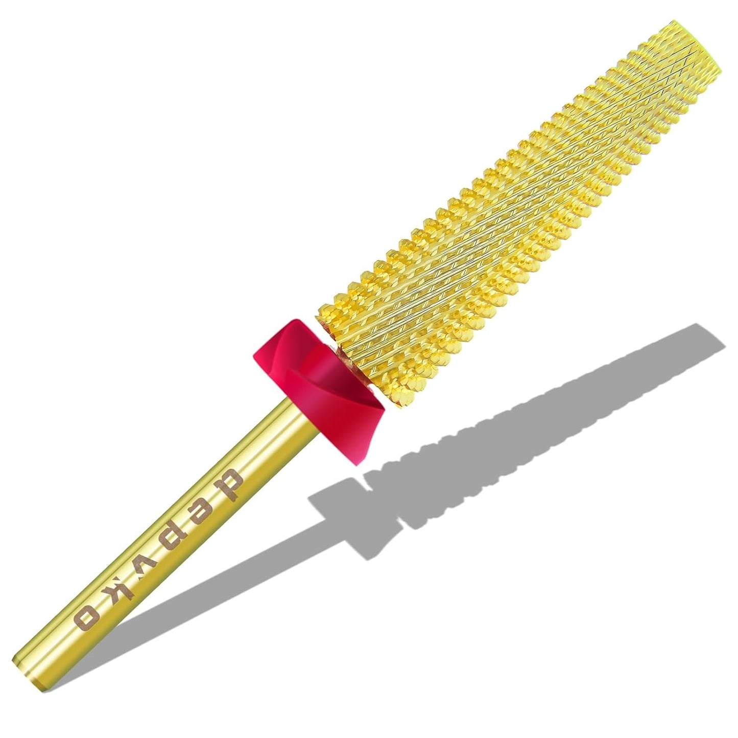 Depvko Super Long 5 in 1 Nail Drill Bits, 3/32'' Carbide Tungsten Bits, Two Way Rotate Professional Advanced Safety Bits for Nail, Fast Remove for Manicure Pedicure (Long 5in1-Gold, Fine-F)
