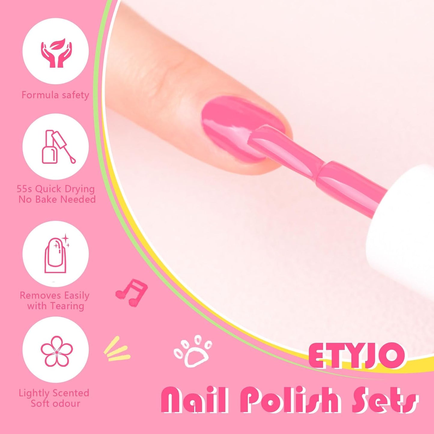 Kids Nail Polish - 12 Colors Rainbow Nail Polishs, Non-Toxic Water-Based Peel Off Nail Polish Set, Gift Kit Set for Kids Girls, Ages 3+