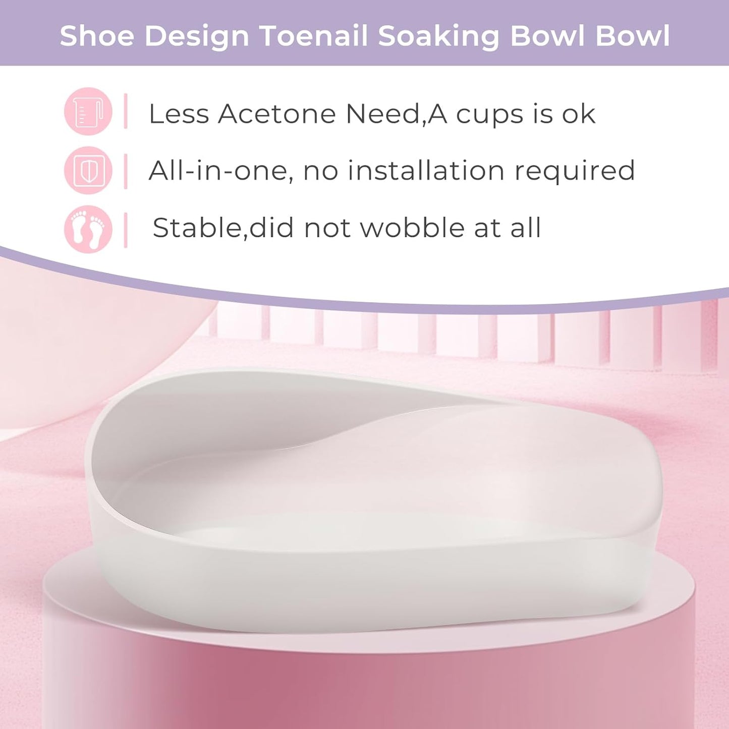 Toe Nail Soaking Bowl, Acetone Soak Off Bowl,Toe Soak Tray,Soak Off Gel Polish Remover Bowl,Foot Soak Pedicure Bowl, Pedicure Tools Set