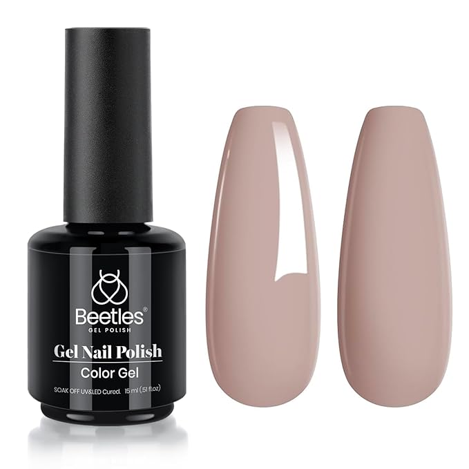 Beetles Nude Gel Nail Polish, Neutral Grey Taupe Winter Gel Polish Soak Off U V LED Nail Lamp Nail Art Manicure Salon DIY Home