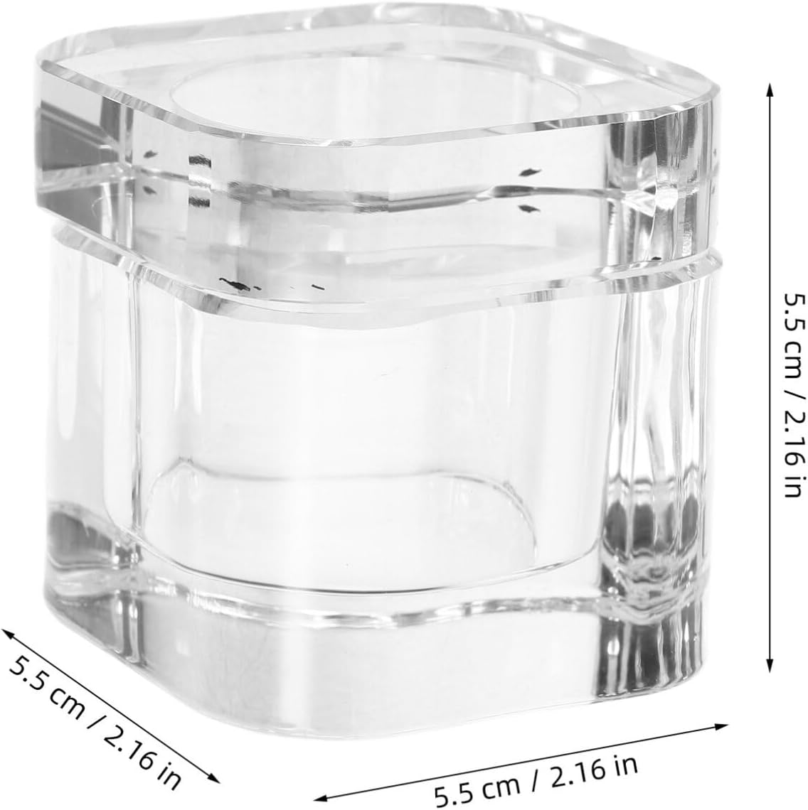 Crystal Dappen Dish with Lid 2.16In Square Anti-Collision Nail Art Soaking Bowl for Acrylic Nails and Gel Polish Remover Manicure Tool