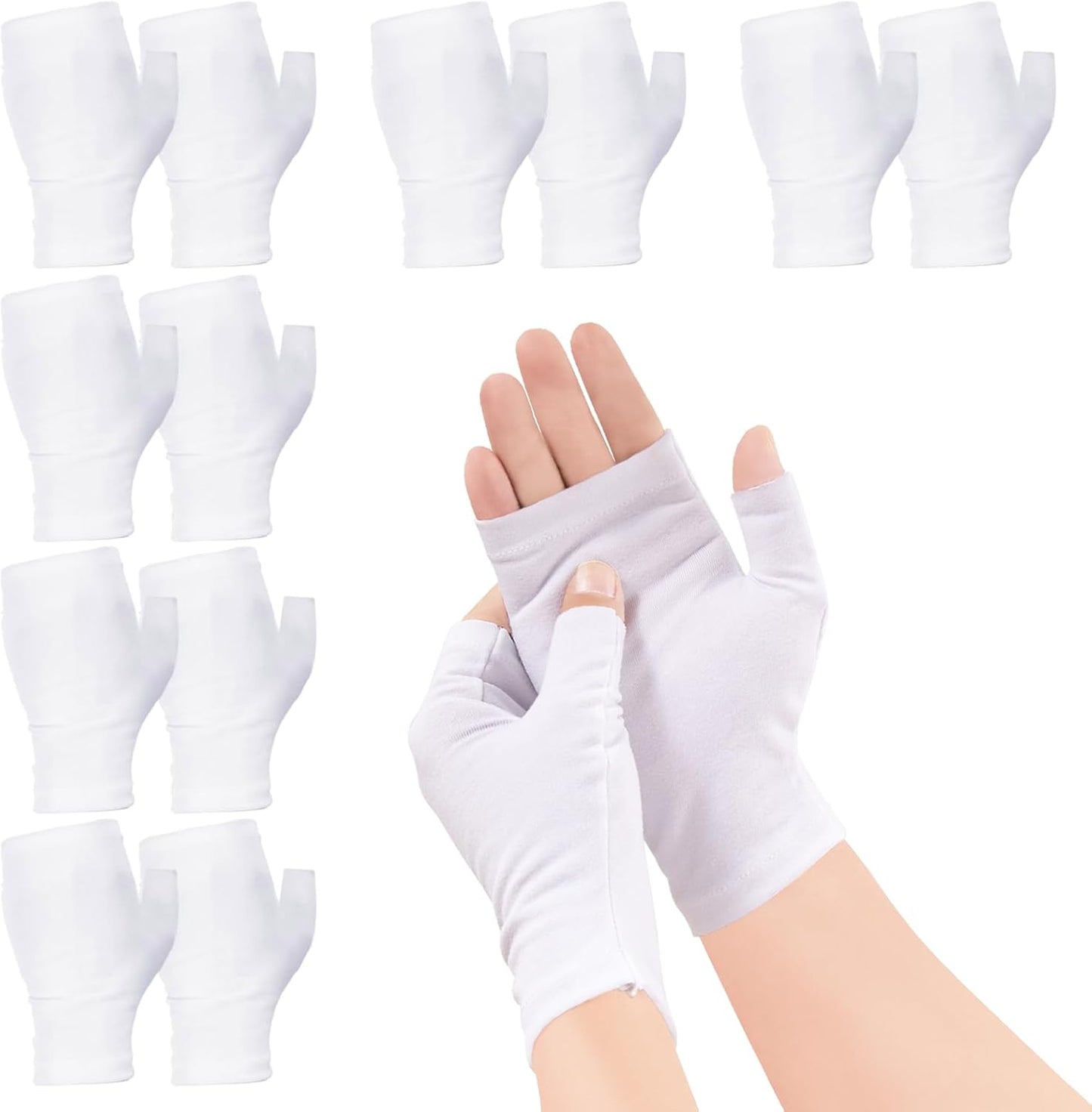 6 Pairs Cotton Gloves Eczema, Cotton Eczema Gloves for Women and Men, Touchscreen Fingerless White Gloves for Art Handling, Fingerless Moisturizing Gloves for Dry Hands Overnight Skin Protect (White)