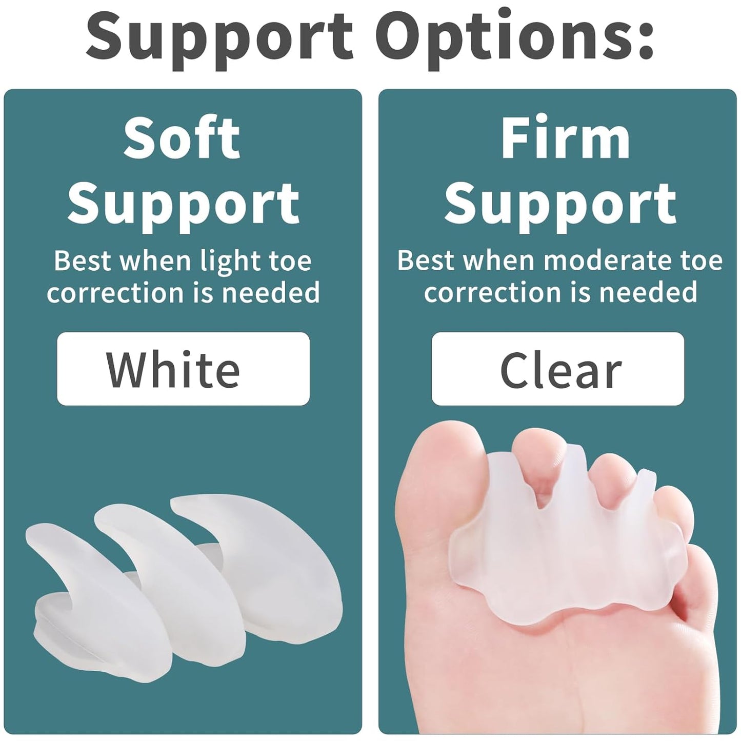 2 Pairs Silicone Toe Separators Toe Spacers for Women Men,Breathable and Soft Options for Pain from Bunions,Plantar Fasciitis, Foot Alignment（Skin Color）
