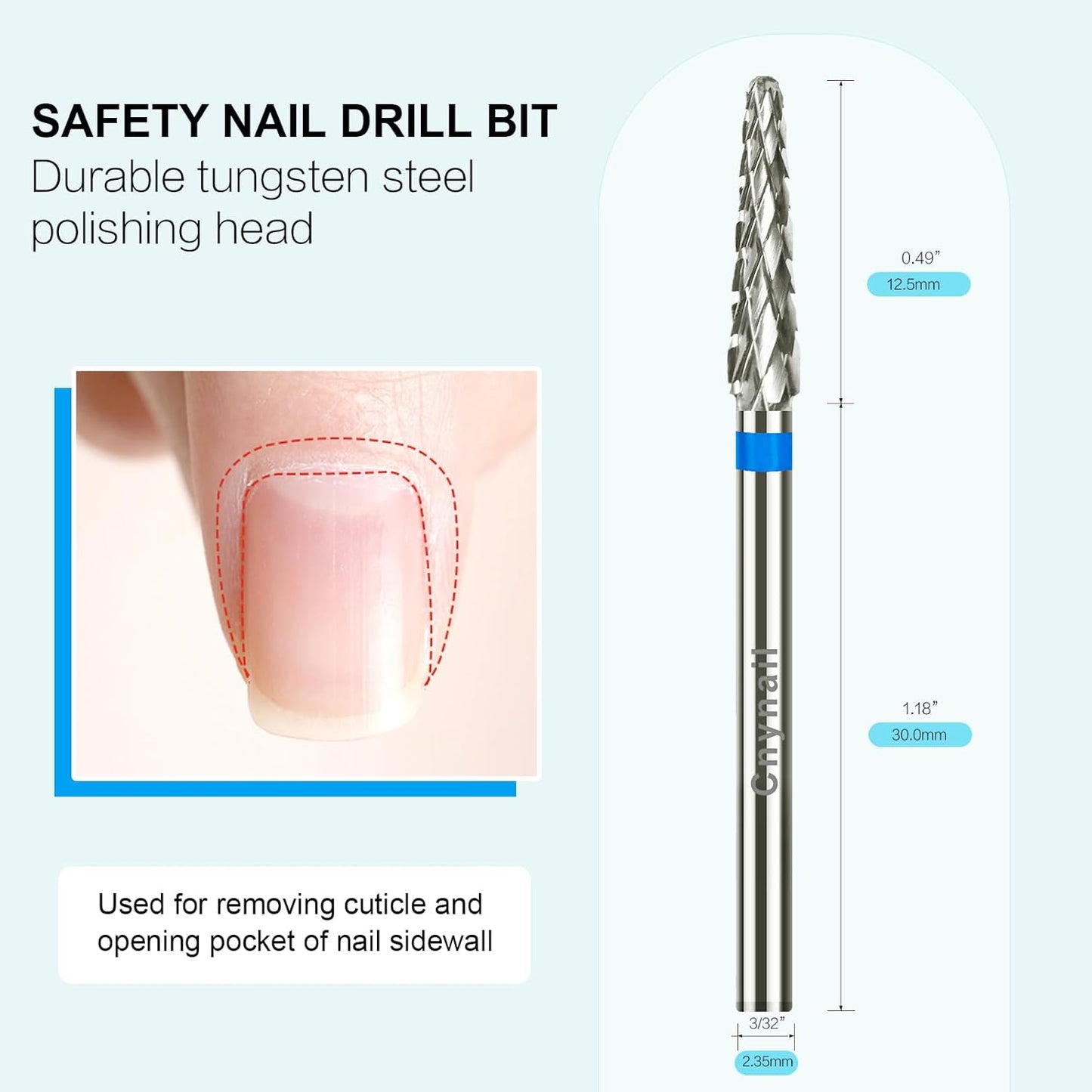 3/32" Small Cone Clean Medium Grit Carbide Cuticle Cleaner Bit for Electric Nail Drills – Professional Manicure Tool for Nail Salons and Home Use (M Grit. Silver)