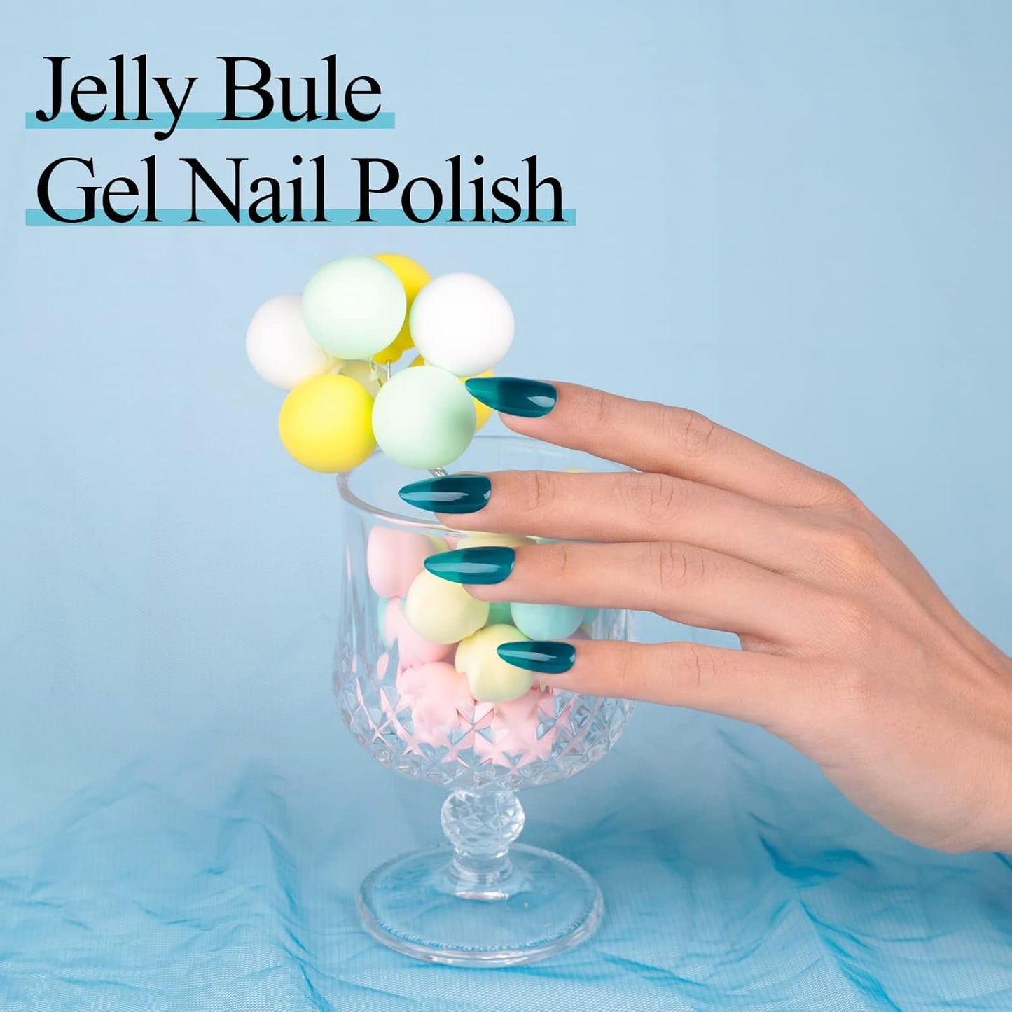 Imtiti Aegean Blue Gel Nail Polish, 0.5 fl oz Translucent Blue Green gel polish Color Soak Off UV Lamp Nail Art Manicure Salon DIY Nail Design Christmas Halloween Decoration
