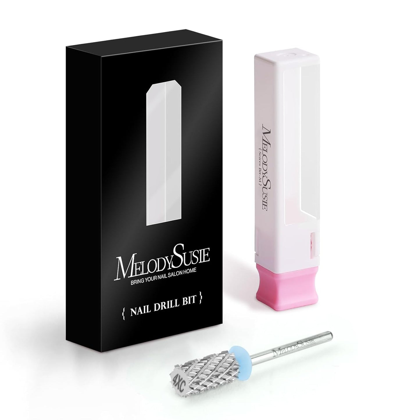 MelodySusie Large Barrel 3/32'' Tungsten Carbide Nail Drill Bit, Fast Remove Acrylic Gel, Cuticle Gel Polishing for Manicure Pedicure, Silver, Series Bit-S, 4XC