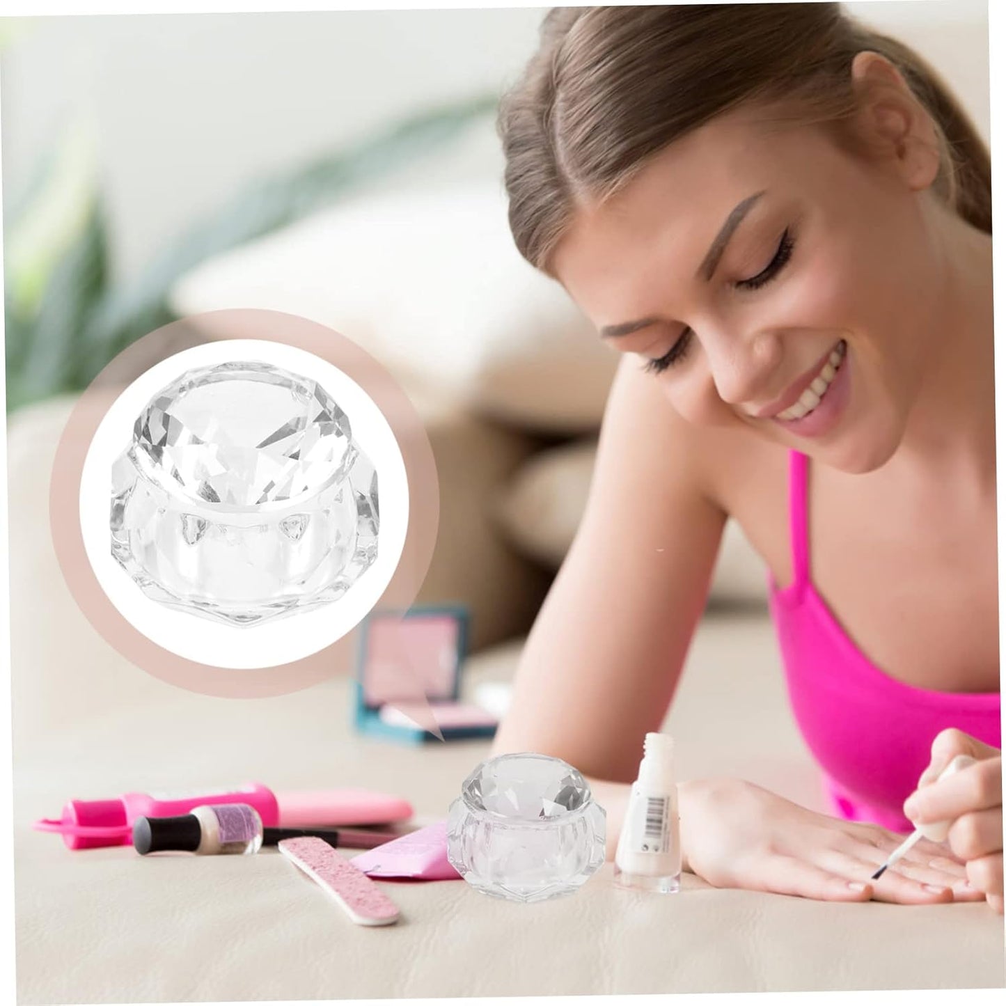 Unique Nail Crystal Glass Cup Nail Art Tool with Lid Manicure Bowl Soaking Bowl Gel Soak off