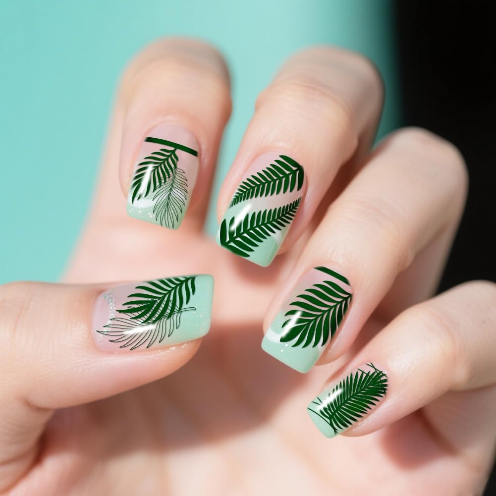 PH PandaHall 3pcs Leaf Nail Stamping Plates Geometric Leaves Nail Image Plates Plants Nails Art Stencils Monstera Nails Stamp Templates Nails Image Plates for Women Manicures Salon Design