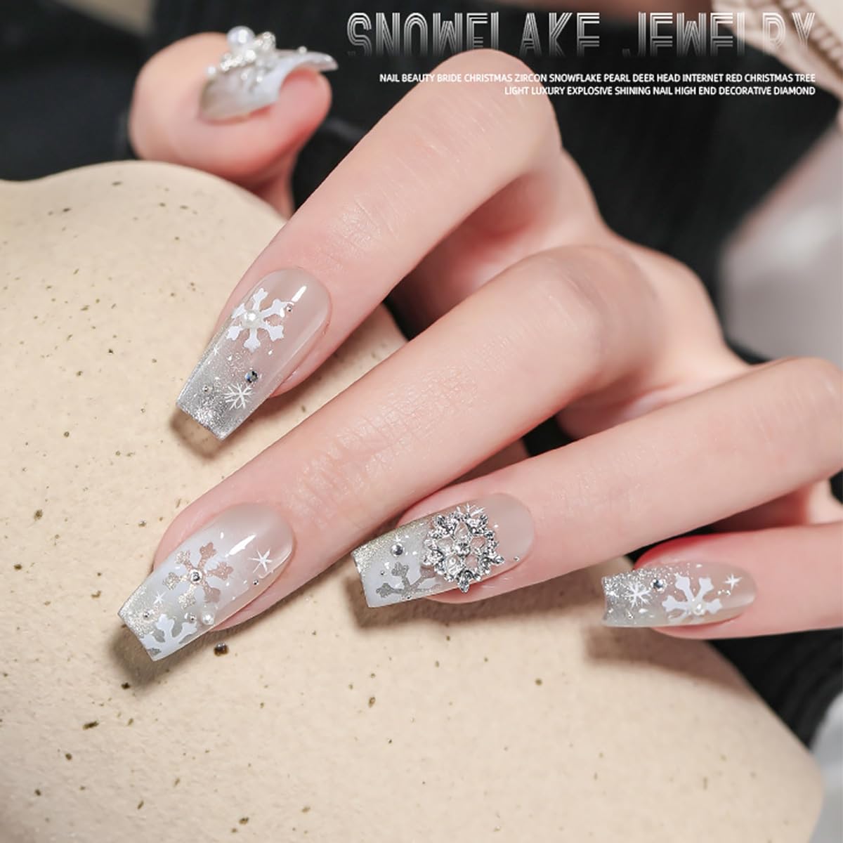 20Pcs Christmas Nail Charms Silver Snowflake Nail Rhinestones for Nails Art 3D Luxury Bling White Nail Gems Winter Cute Pearl Nail Jewelry Christmas Snowflake Bling Nail Charms for Women Acrylic Nails