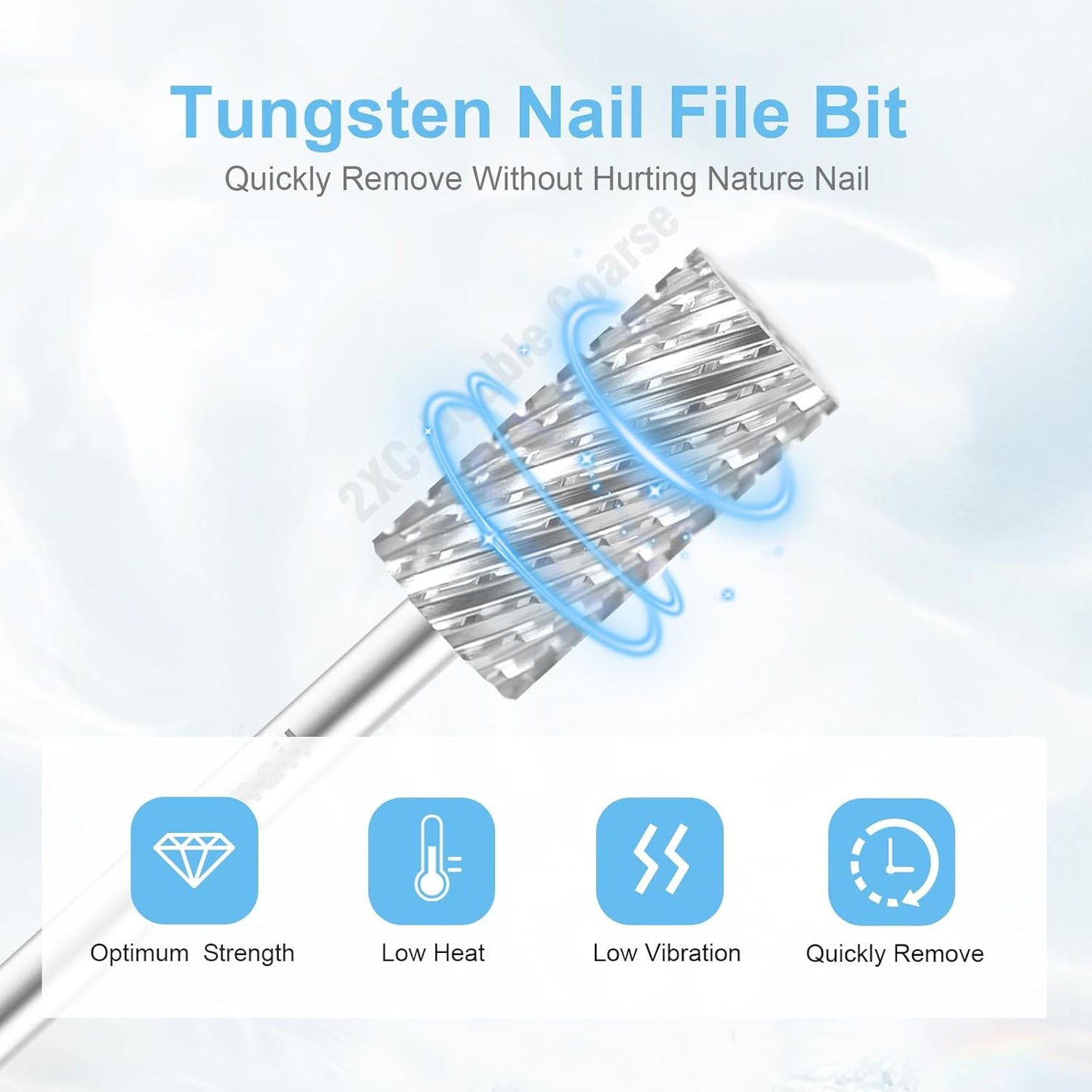 3/32" Large Barrel Bit Tungsten Carbide Nail Drill Bit Safety Bit for Gel & Acrylic Removal, 2- Way Rotating Efile Tip, Salon Electric File Accessory (2XC Girt, Silver)