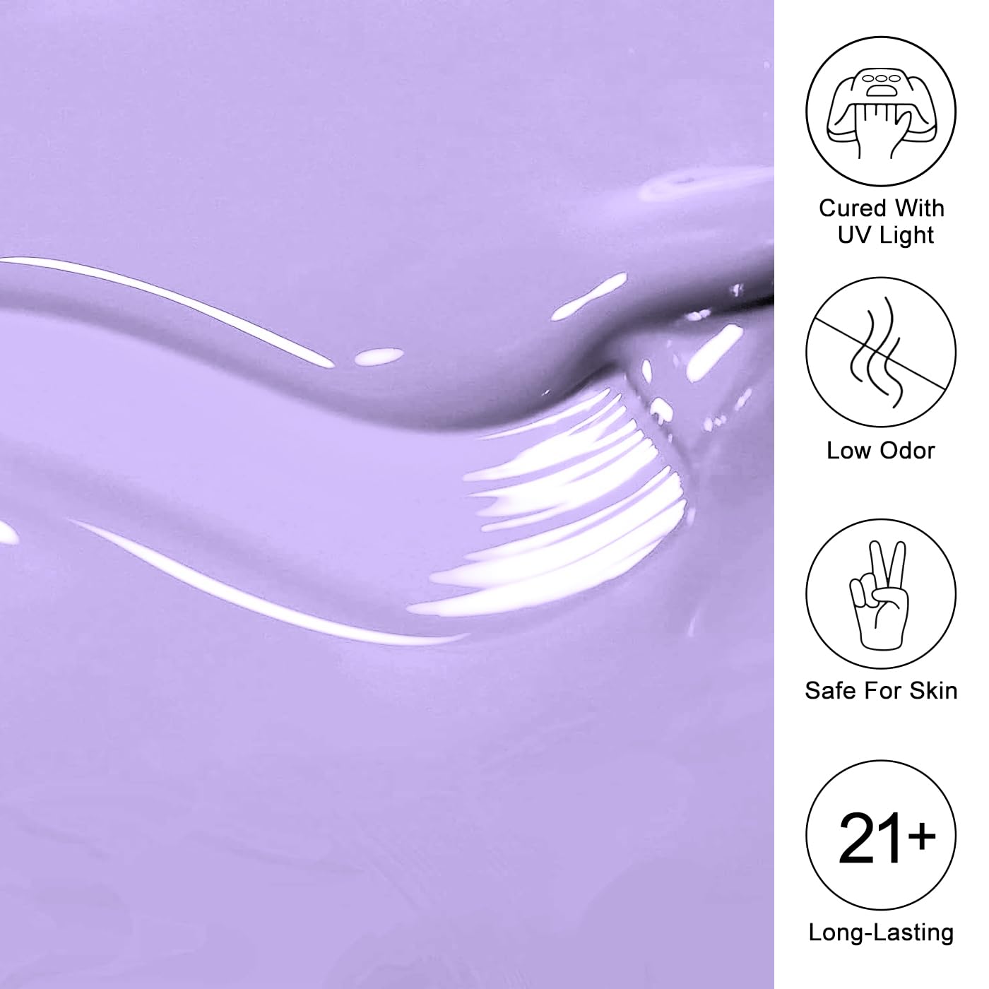 Imtiti Purple Gel Nail Polish, Pastel Purple Gel Polish High Gloss Soak Off UV LED Spring Summer Art Manicure Salon DIY Design 10ML