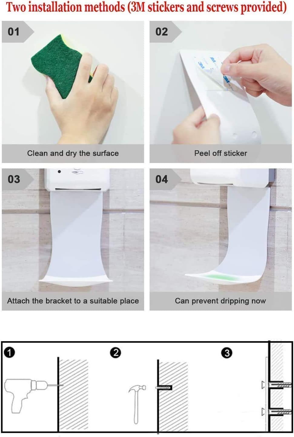 Drip Tray for Wall Mounted Soap Dispenser, Prevent Dripping and Spraying, Dispenser Stand, White