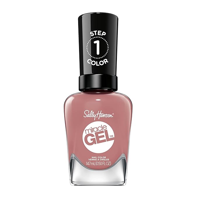 Sally Hansen Miracle Gel Salon Quality Nail Polish | Gel-Like Formula, Two-Step System, No UV Light Needed, Long Lasting | Opaque, Glossy | 252 Rose & Shine | Muave Rose Nail Color
