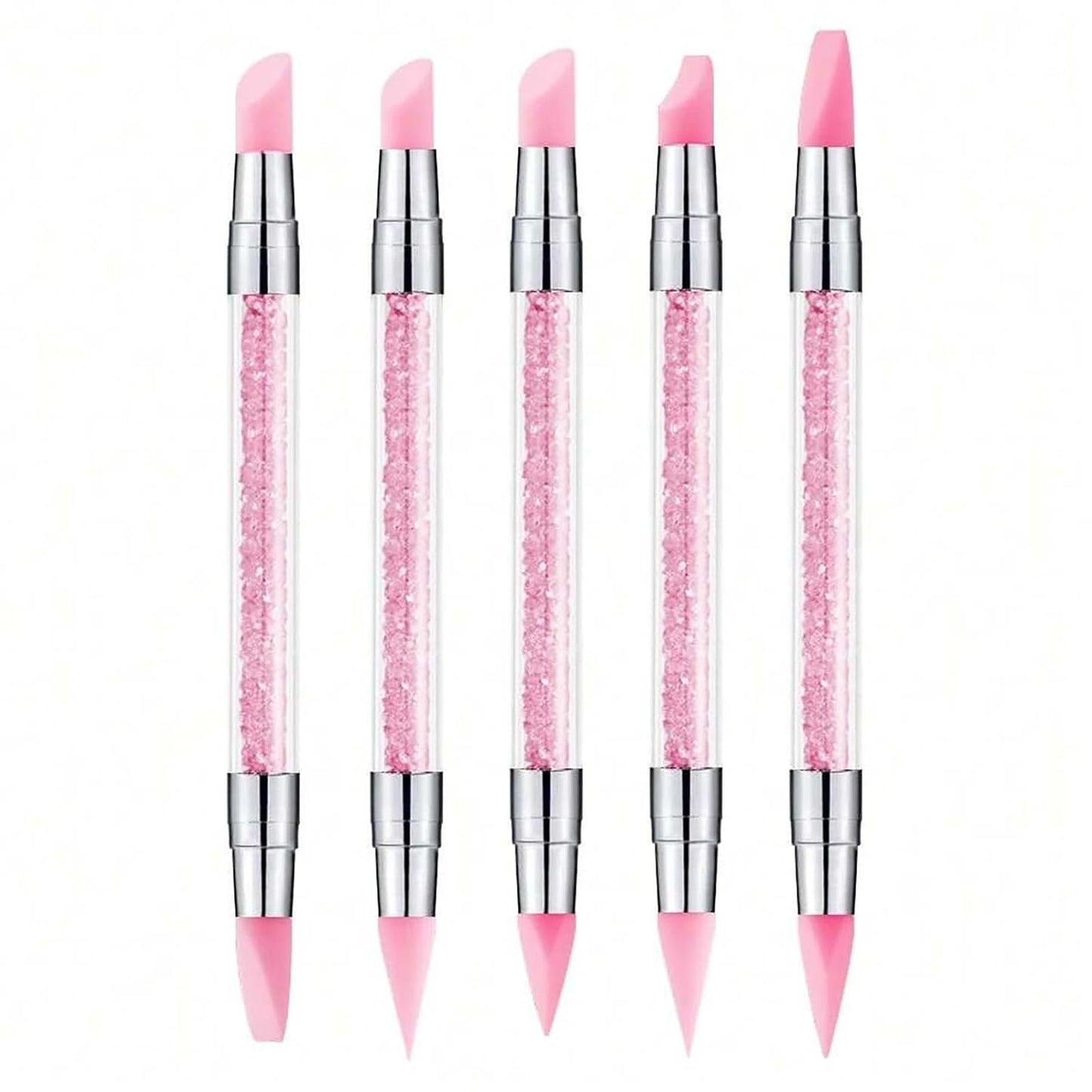 5pcs Nail Sculpture Pen Dual Tipped Nail Art Sculpture Pen, Nail Art Tools for Home Salon for Design Nail Carving Drawing Shaping Effect DIY Gel Manicure Tools (PINK)