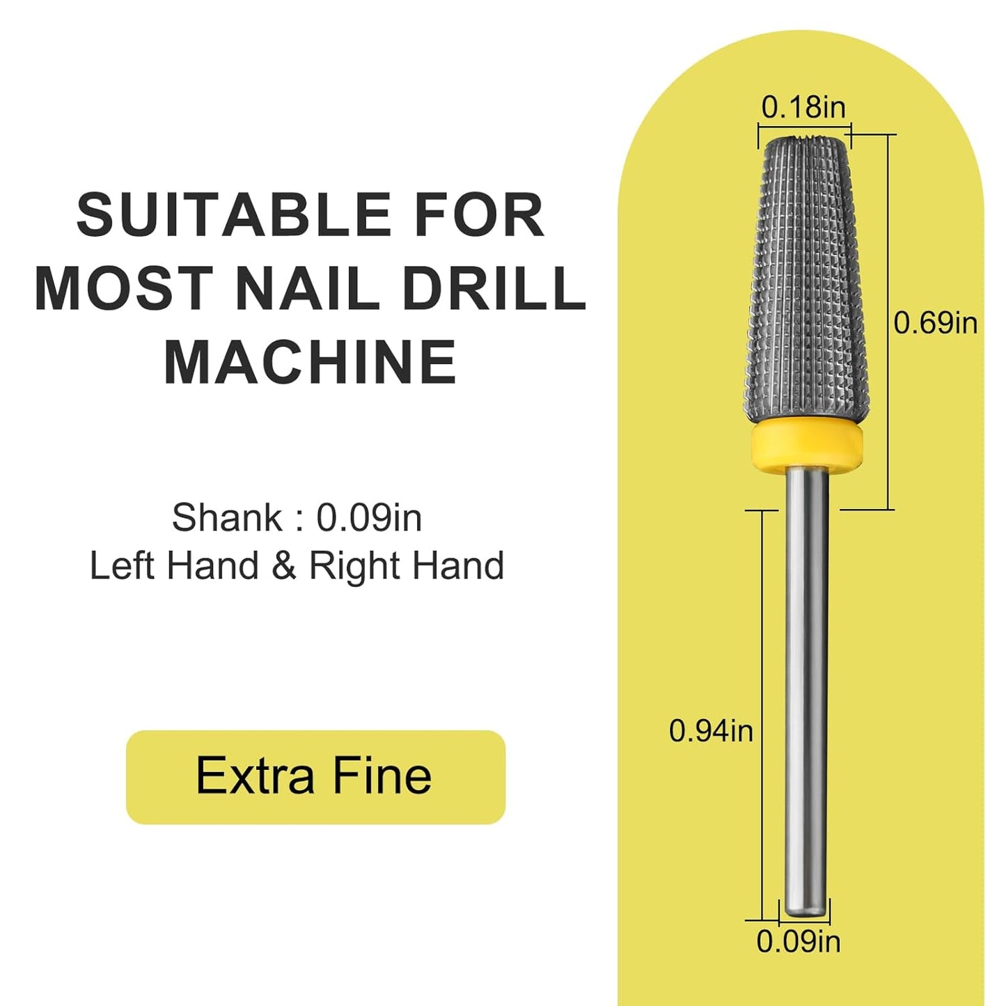 Carbide 5 in 1 Nail Drill Bit Multi-function Bits Two Way Rotate use for Both Left and Right Handed Fast remove Acrylic or Hard Gel Manicure Nail Art Drill Machine (Extra Fine - XF, Silver)