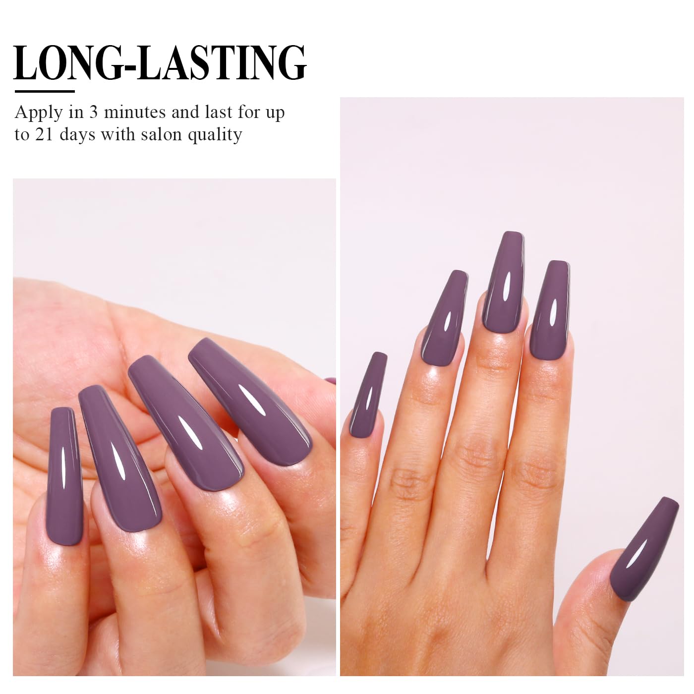 Imtiti Purple Gel Nail Polish - Rose Purple High Gloss Soak Off UV LED Nail Gel Autumn Winter DIY Design Kit 10ML