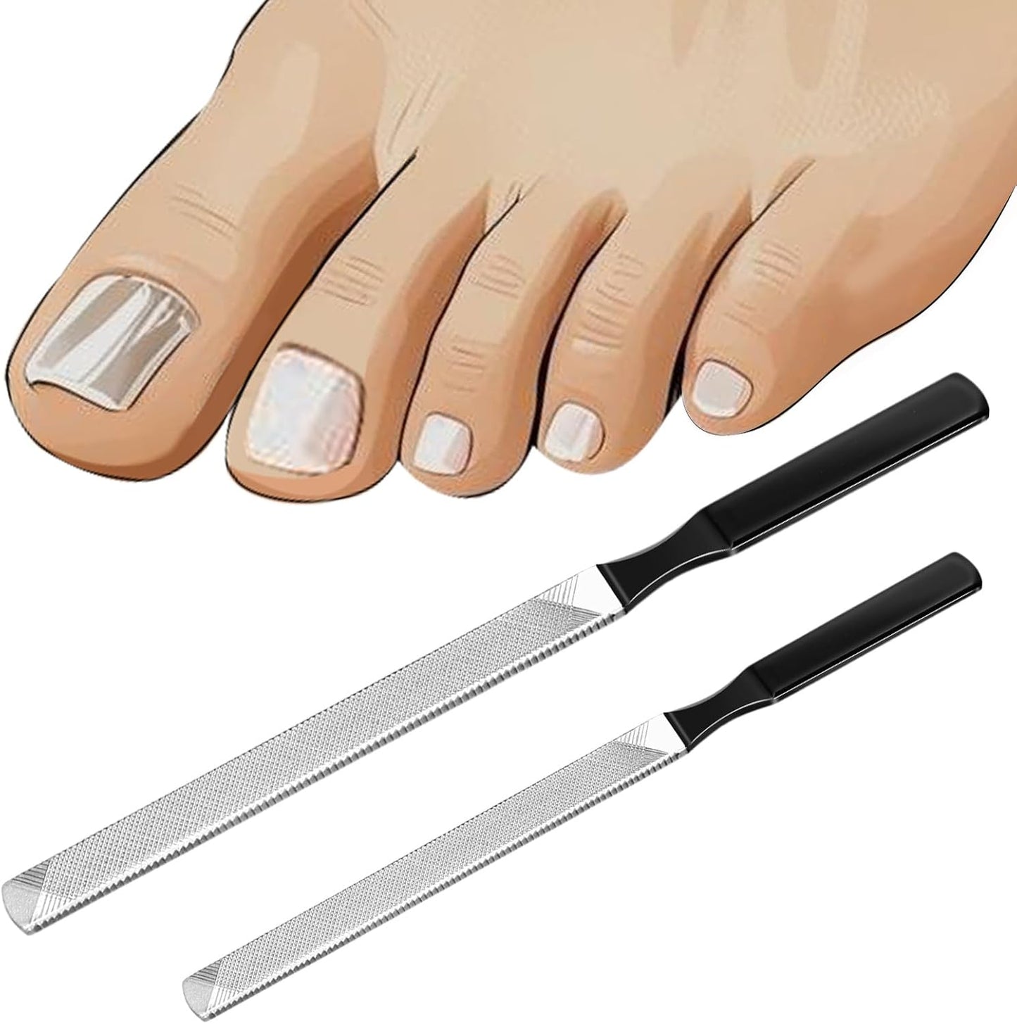 Toe Nail Files for Thick Nails,Professional Stainless Steel Nail File for Fingernails, Toenails, Scraping, Strengthening, Finger Manicure File Women Men Seniors Dogs (Small and Large, 2, Count)