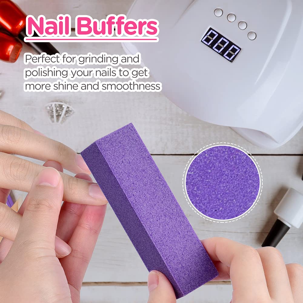 Nail Files and Buffer, TsMADDTs Professional Manicure Tools Kit Rectangular Art Care Buffer Block Tools 100 180 Grit 12PCS(White)