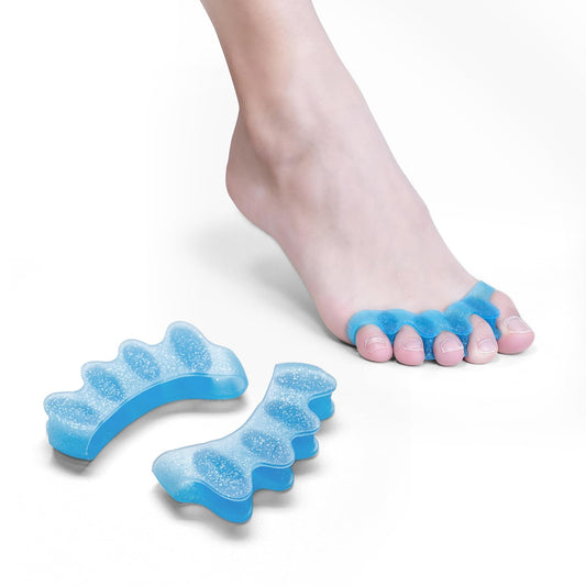 Durable Unisex Toe Separators with Sparkle Design for Yoga & Daily Use - Flexible Silicone toe Spacers for Bunions, One-Size-Fits-All for Men & Women (2PCS) (Blue)