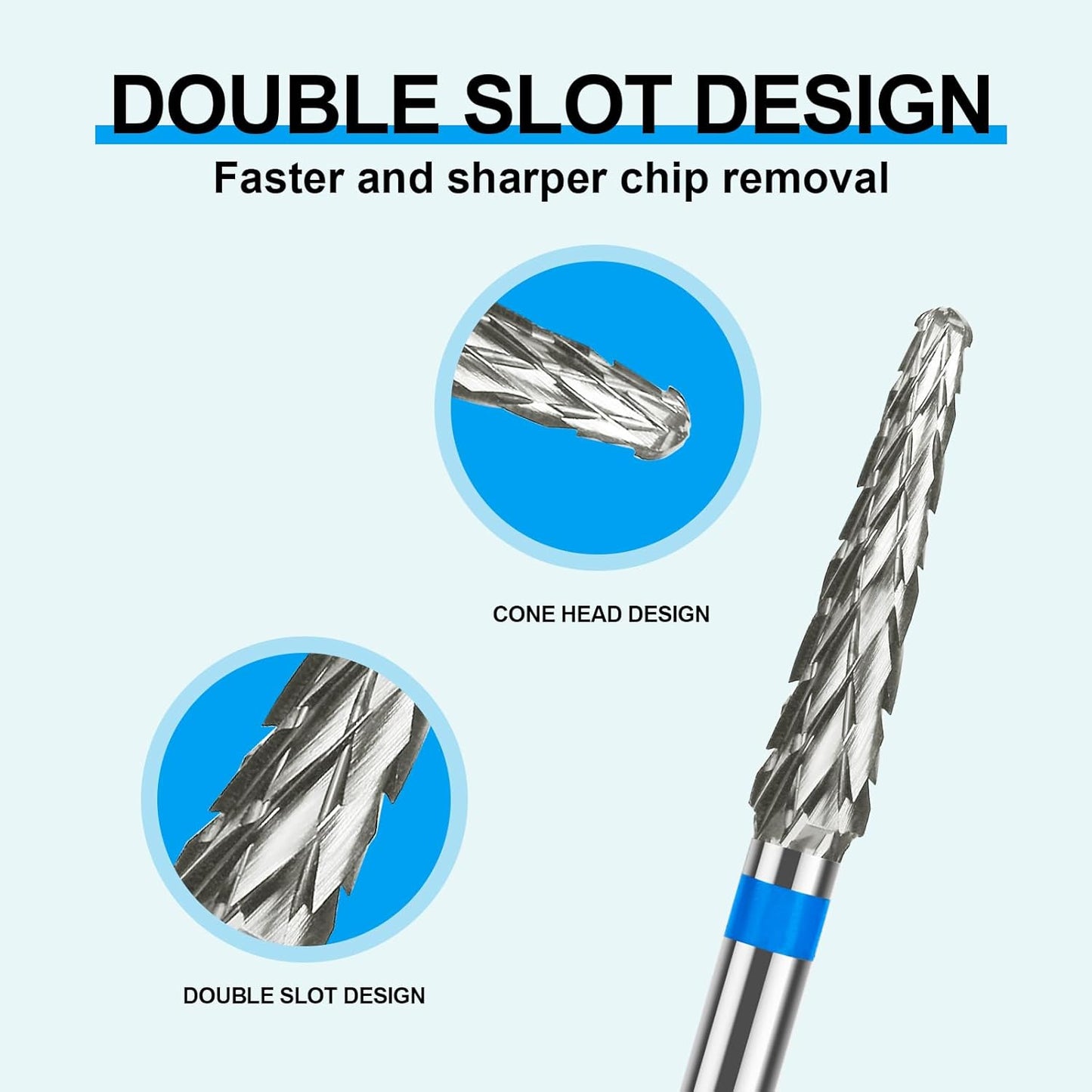 3/32" Small Cone Clean Medium Grit Carbide Cuticle Cleaner Bit for Electric Nail Drills – Professional Manicure Tool for Nail Salons and Home Use (M Grit. Silver)
