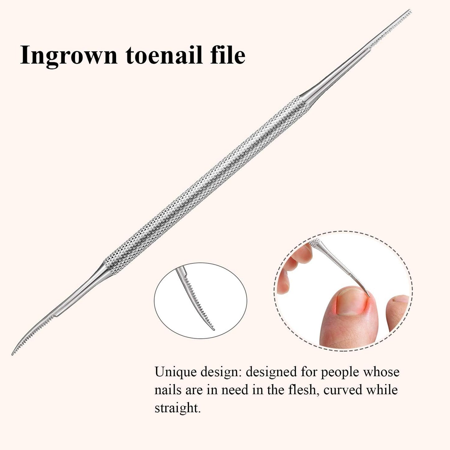 Mudder 6 Pack Ingrown Toenail Files Double Sided Toenail Lifters One Side Flat and One Side Curved Stainless Steel Manicure Treatment Removal Pedicure Tools for Feet Under Nail Cleaner