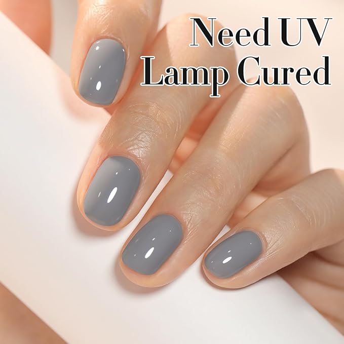 Double Rhythm 0.50 OZ Gel Polish Hema Free Same Color Same Bottle Golden Round Translucent Neutral Natural Milky 15 ML Jelly UV Polish Art DIY at Home (Gray-C1566)