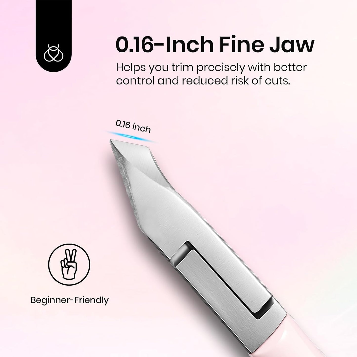 Beetles Cuticle Trimmer Nail Cuticle Nippers 0.16 Inch Fine Jaw Cuticles Cutter Stainless Steel Cuticles Remover Scissors Beginner Friendly Nail Art Tools for Manicure Care Pink