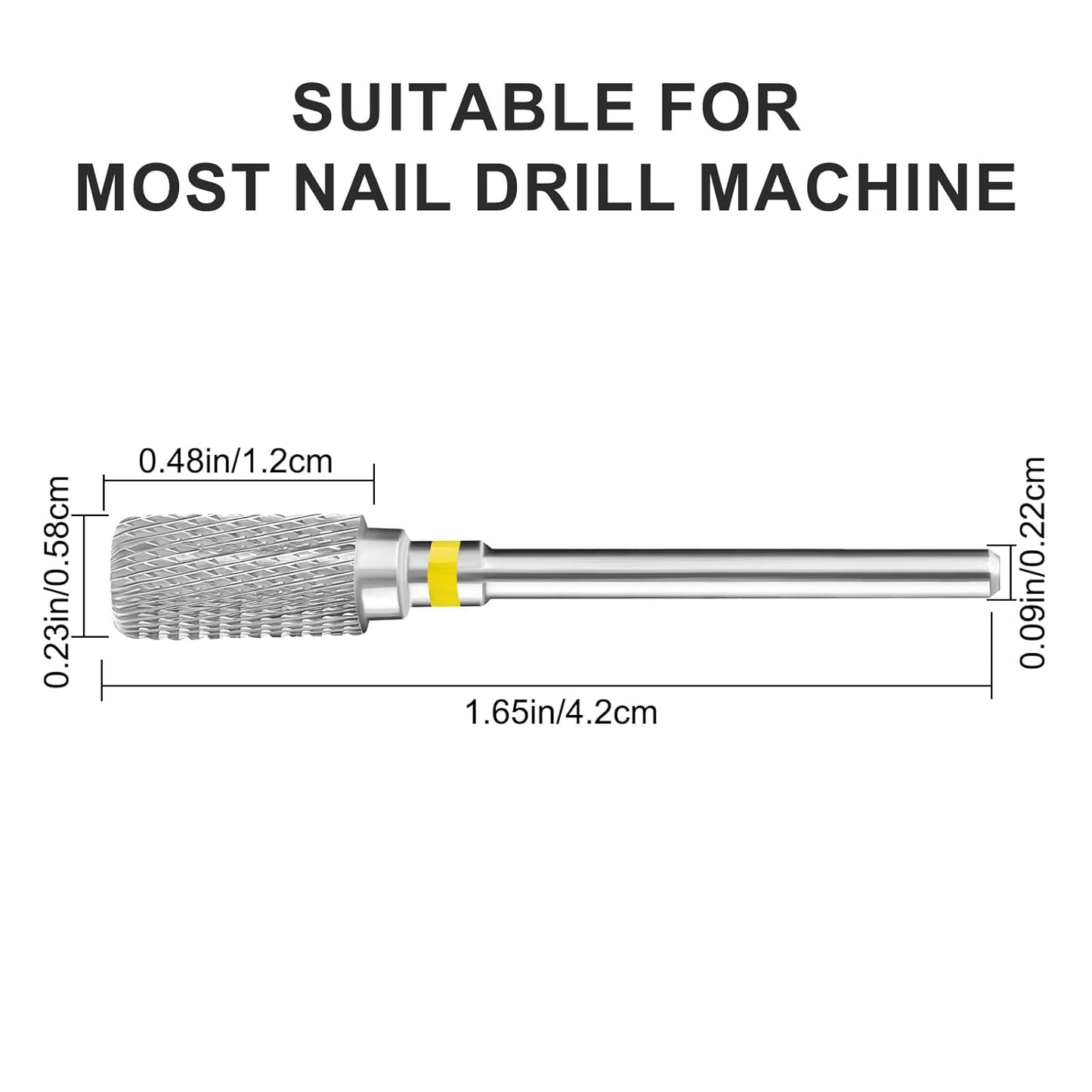 Tungsten Carbide Acrylic Nail Drill Bit Flat Top Cylinder Efile Electric File Machine Head Tip for Manicure Polishing Art Remove Gel Polygel 3/32" 2 Way Professional Tech (Extra Fine Grit)