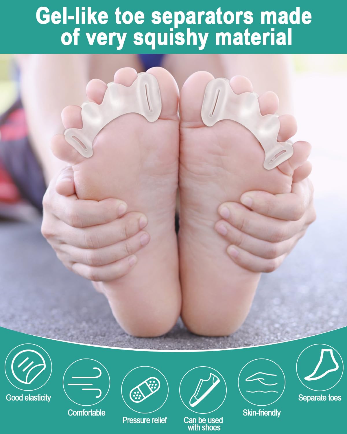 2 Pairs Toe Spacers Gel Silicone Toe Separators for Women Men to Correct Bunion Toes, Hammer Toes, Soft Big Toe Straightener Toe Corrector Toe Spreader for Feet Relief, Plantar Fasciitis